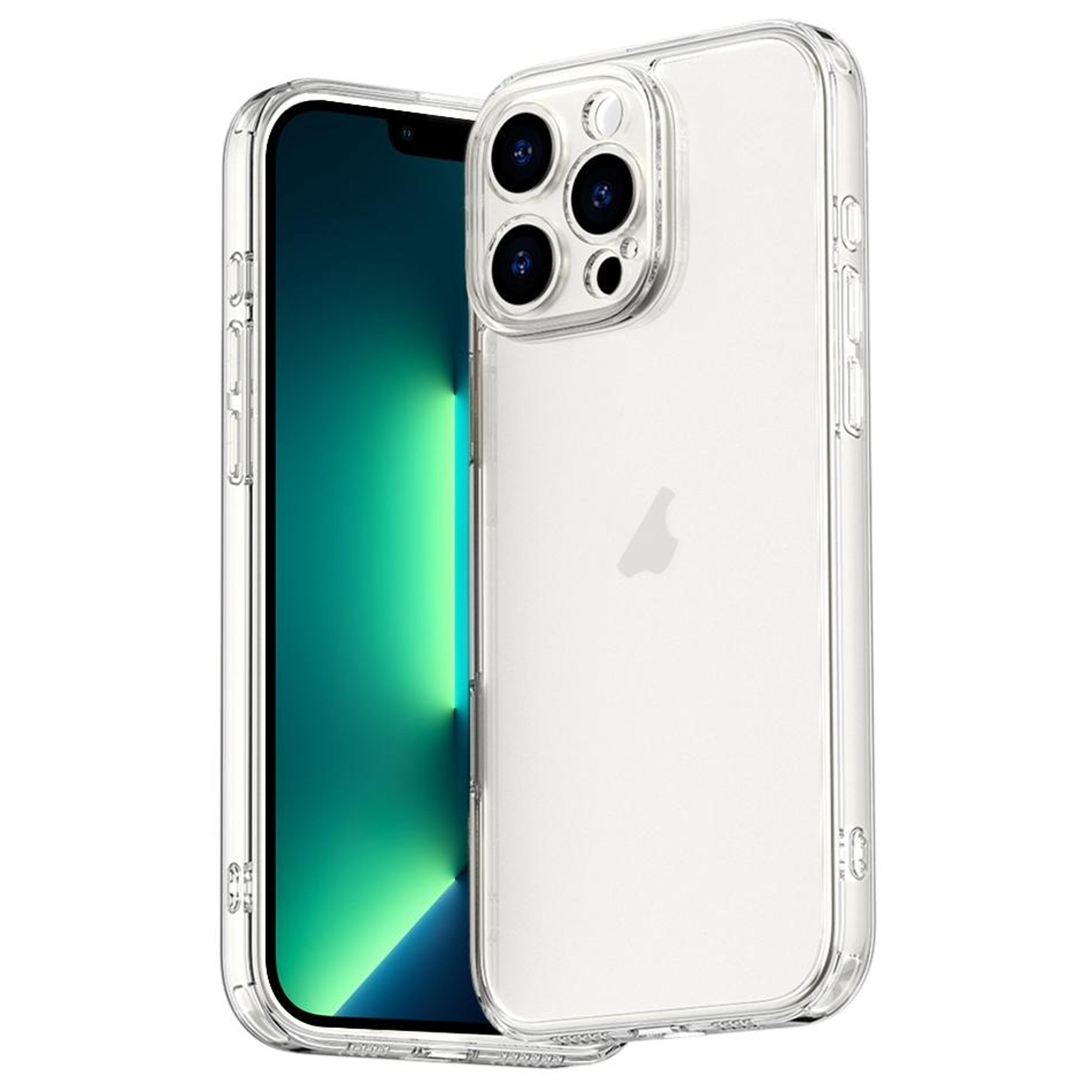 clear iphone 13 pro max case with 9h glass back and shockproof airbag corners