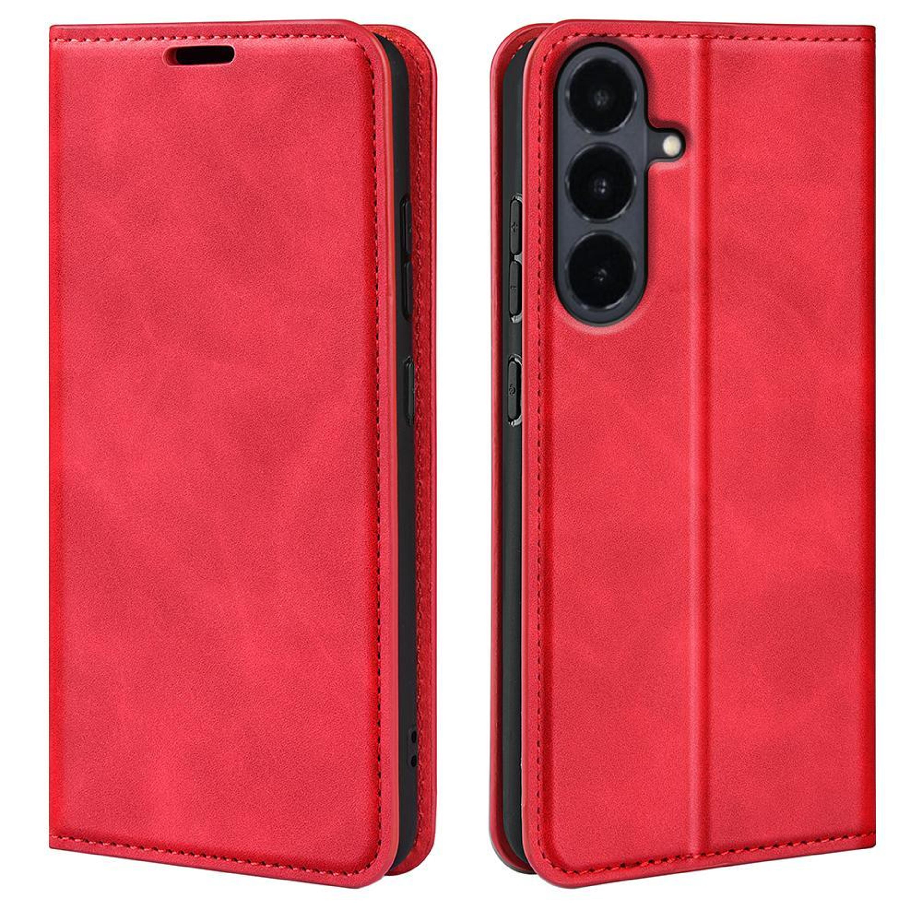 galaxy s26 fe magnetic leather wallet case with card slot and stand