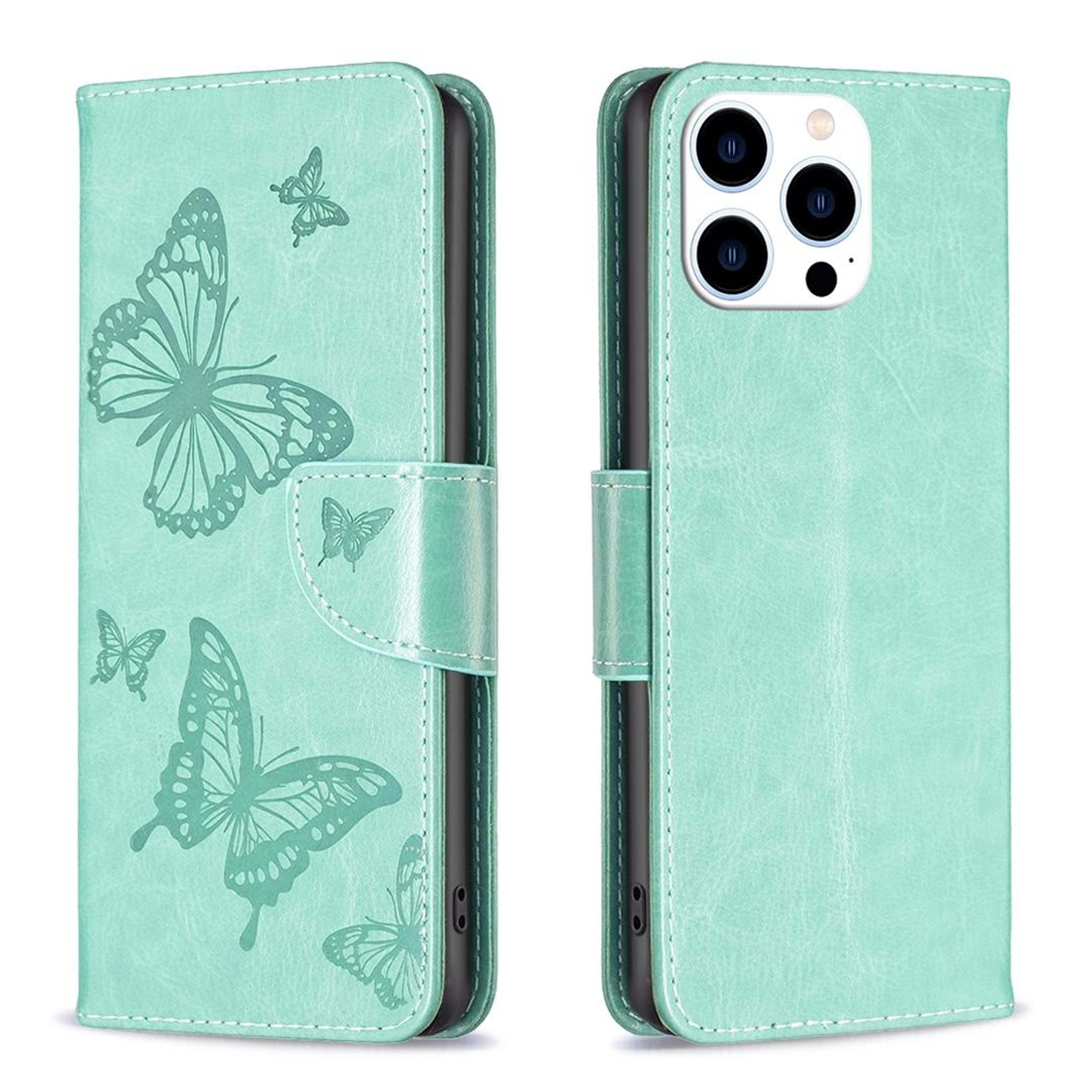 butterfly iphone 16 pro wallet case with card holder and stand