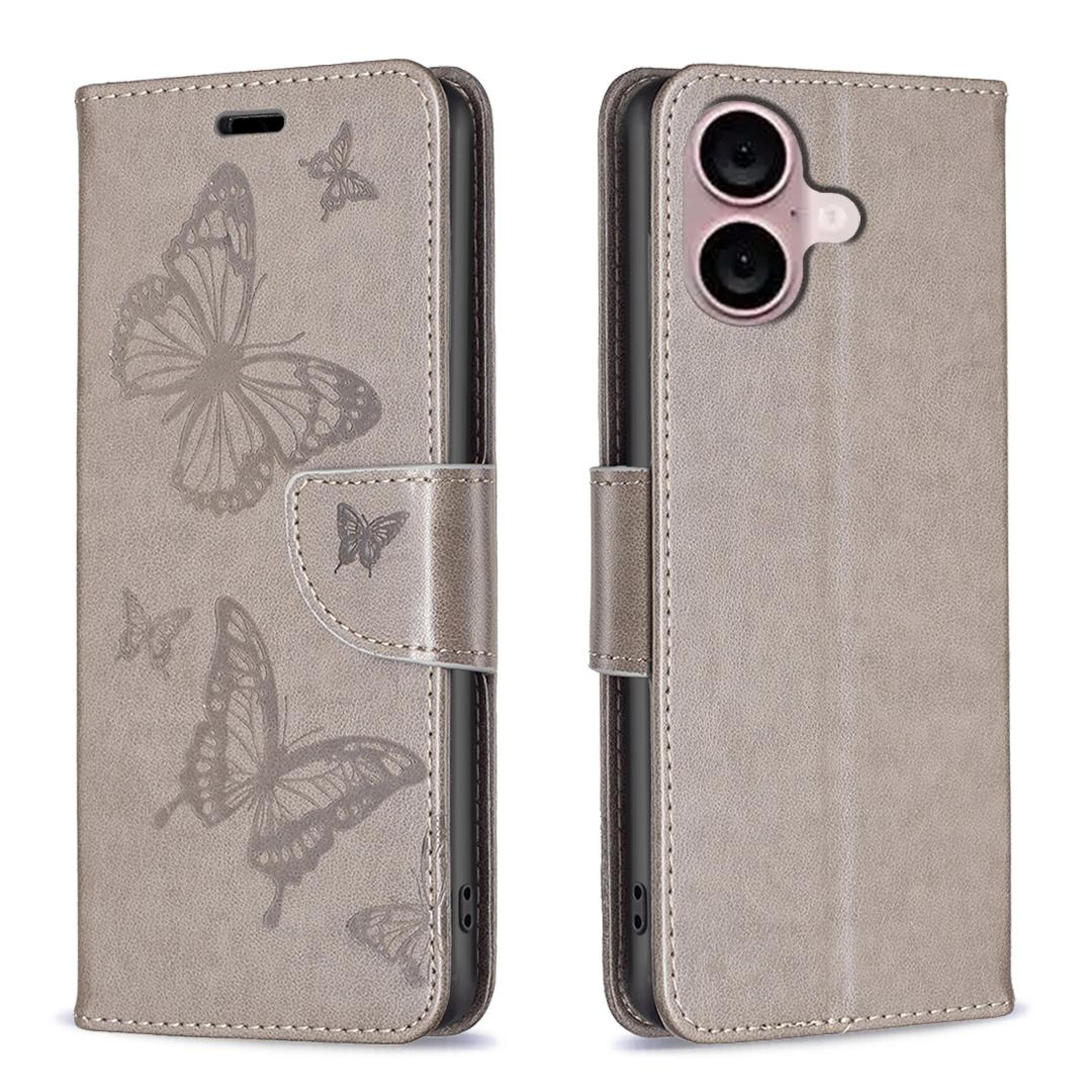 butterfly iphone 16 plus wallet case with card holder stand and pu leather cover