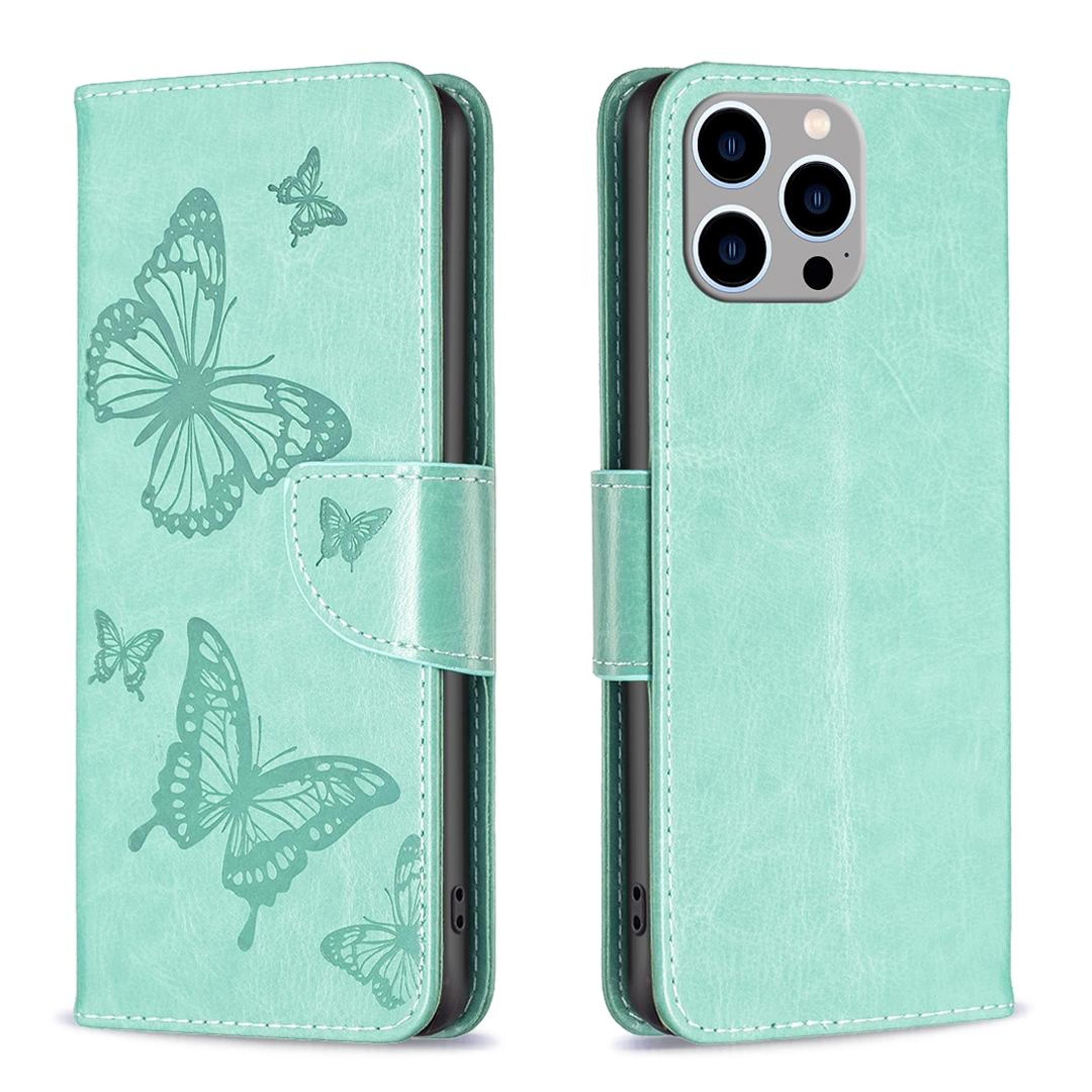 butterfly iphone 15 pro max wallet case with card slots and stand