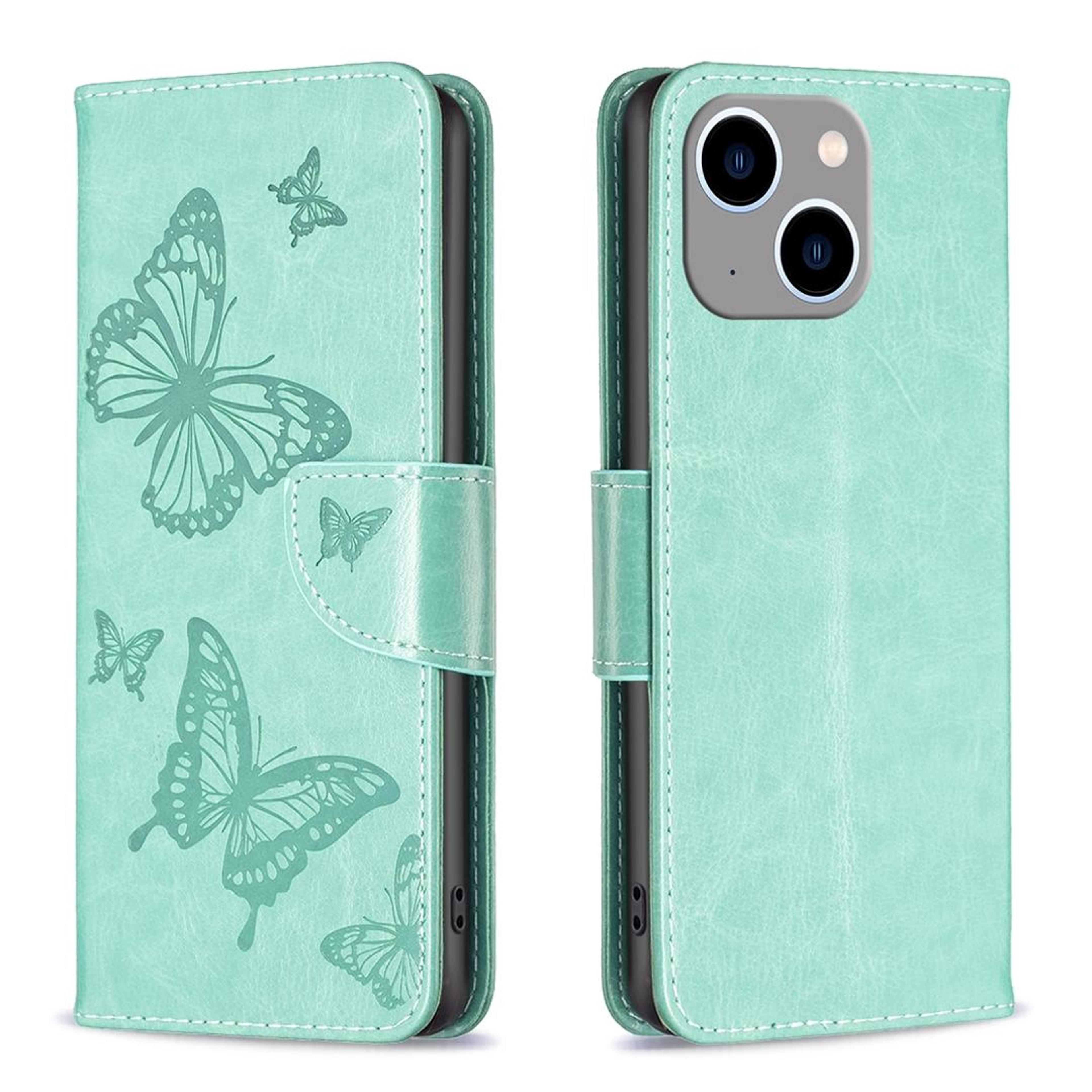 butterfly iphone 15 plus wallet case with card holder and stand