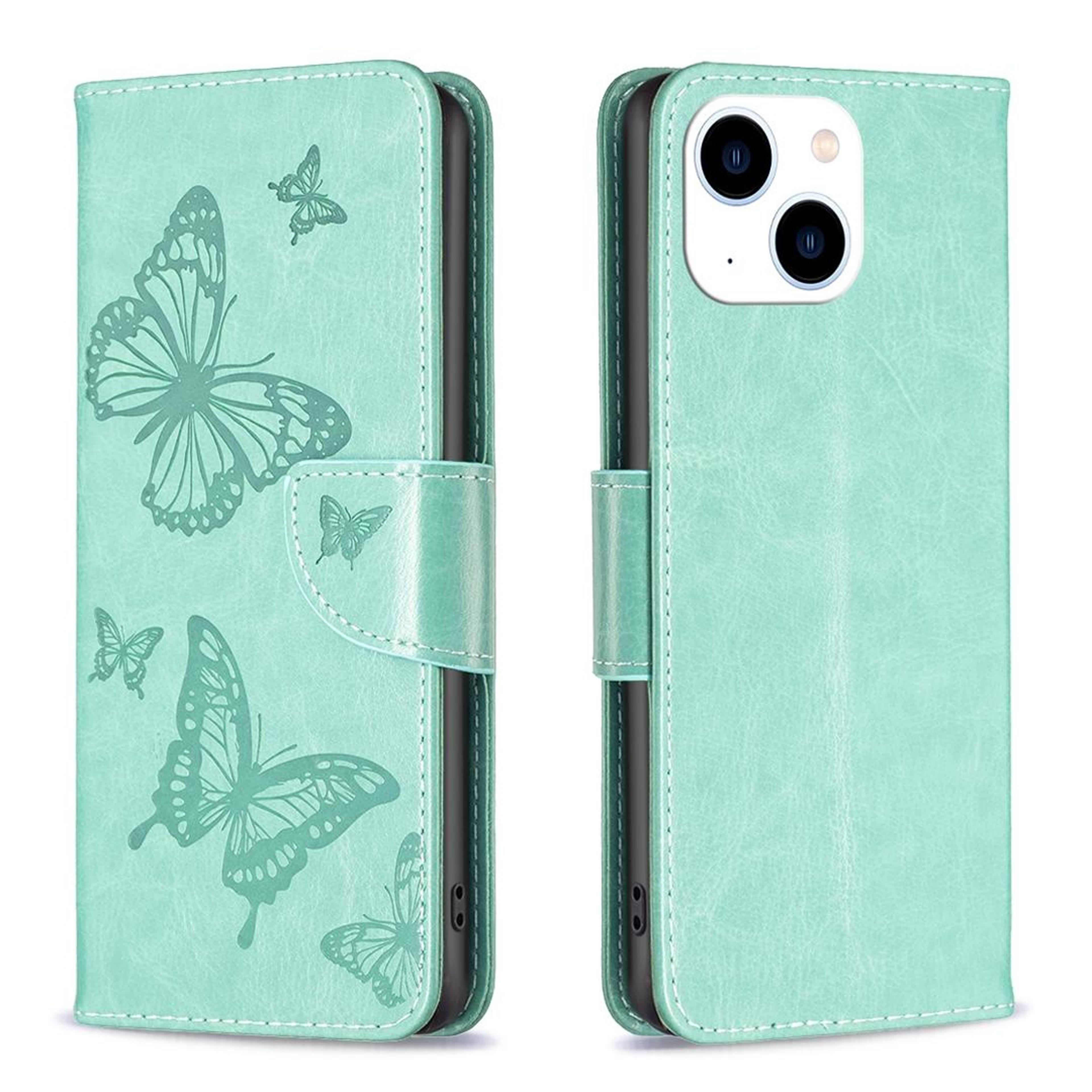 butterfly iphone 15 wallet case with card slots and stand