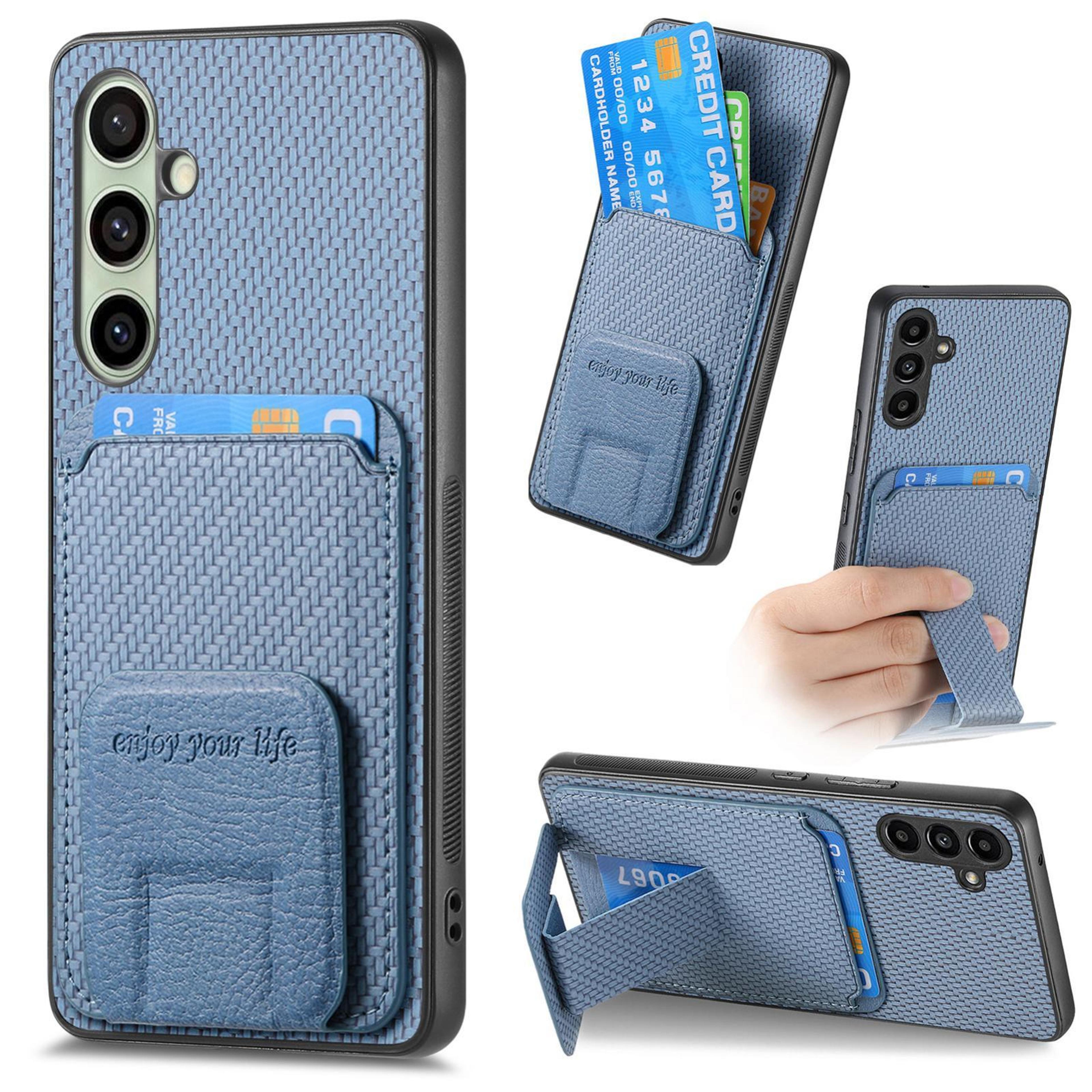 samsung galaxy a56 5g carbon fiber wallet case with card holder and fold stand