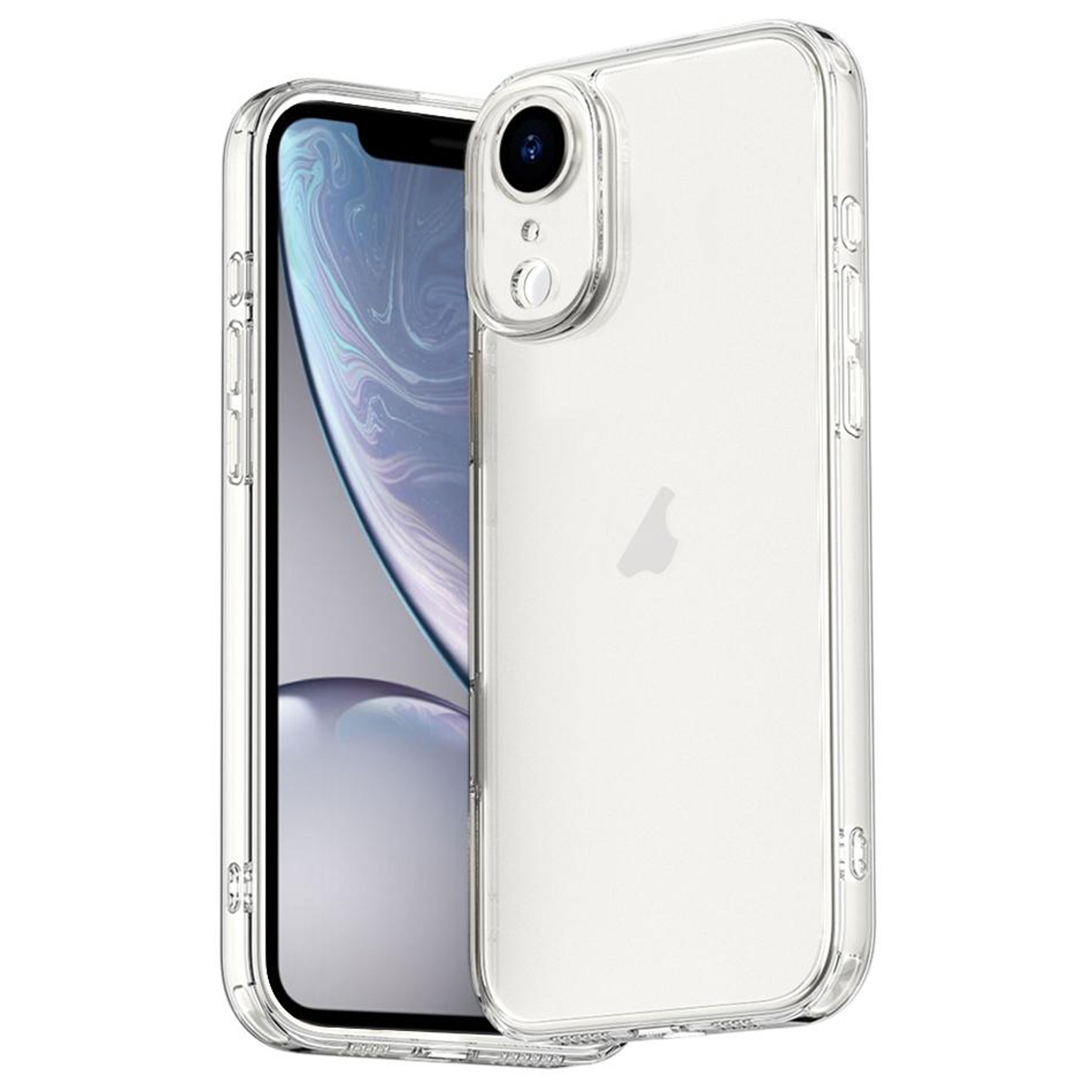 iphone xr clear glass case with shockproof airbag corners and camera protection