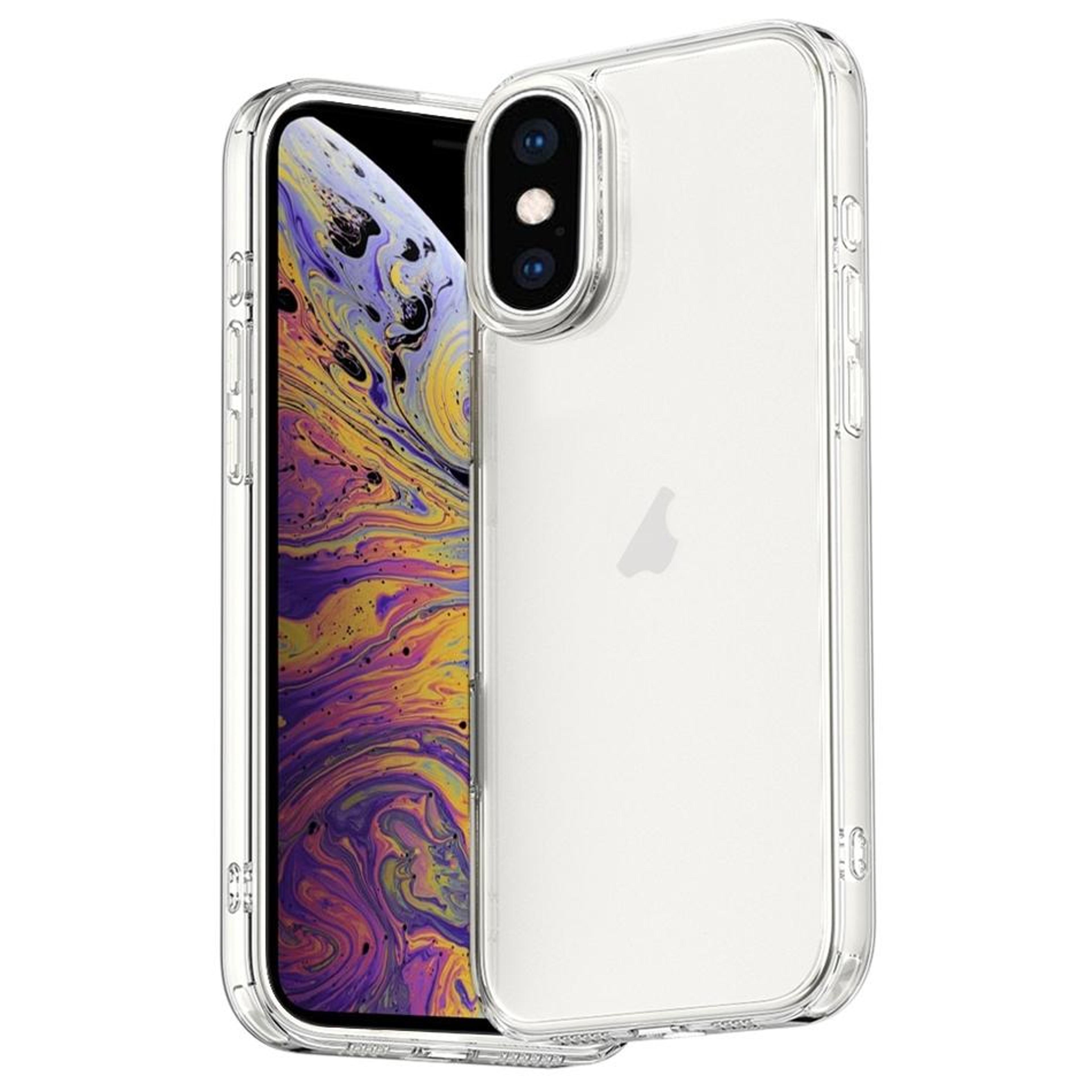 iphone xs max clear glass shockproof case with 9h back and corner airbags