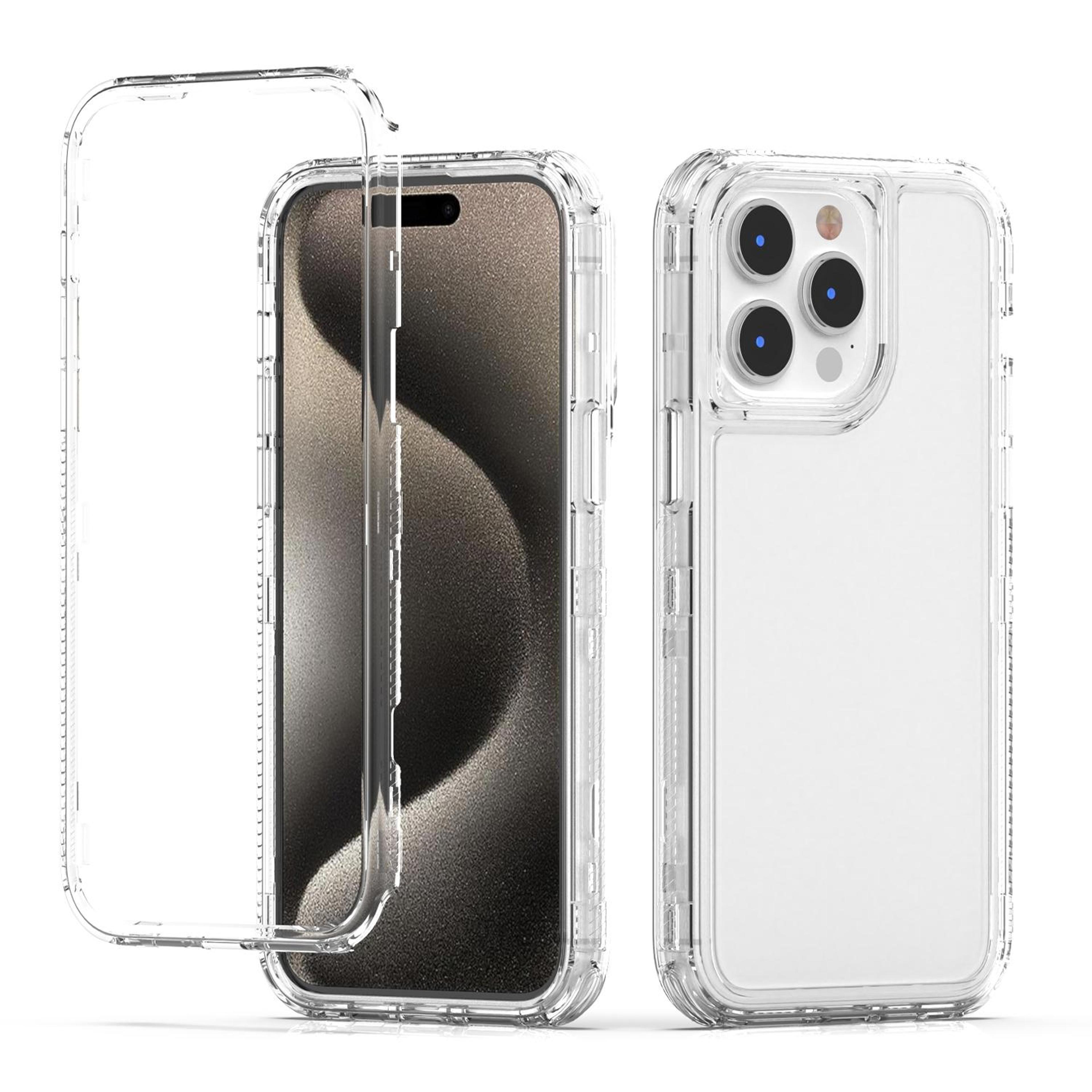 iphone 15 pro clear acrylic case with slim protective tpu bumper
