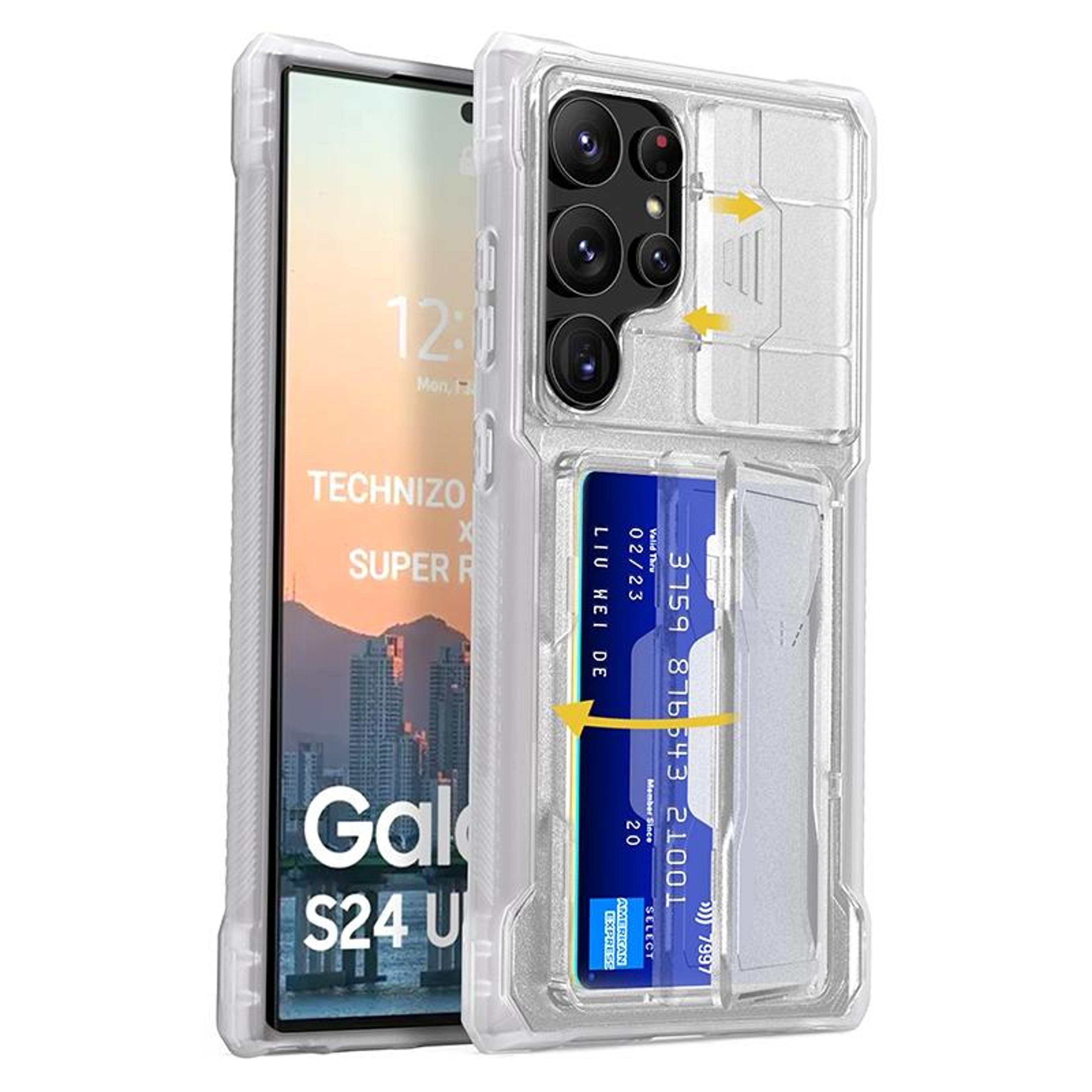 samsung galaxy s24 ultra clear case with card holder and full coverage protection