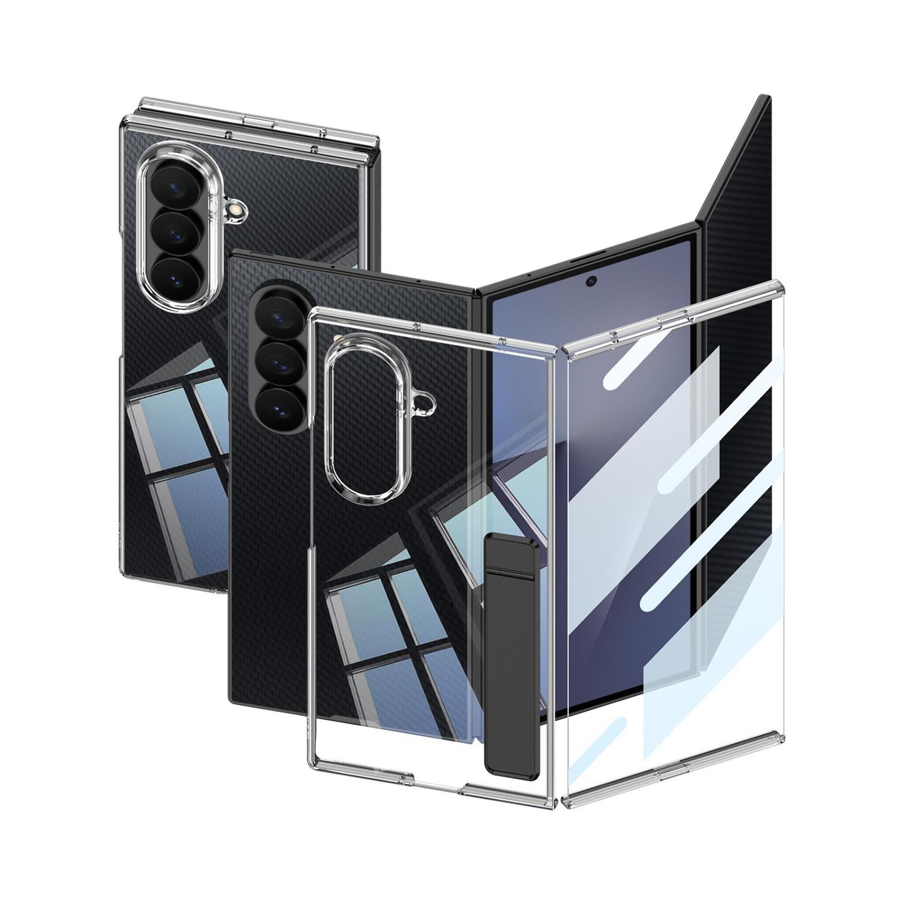 gkk samsung galaxy z trifold clear case with kickstand slim protective cover