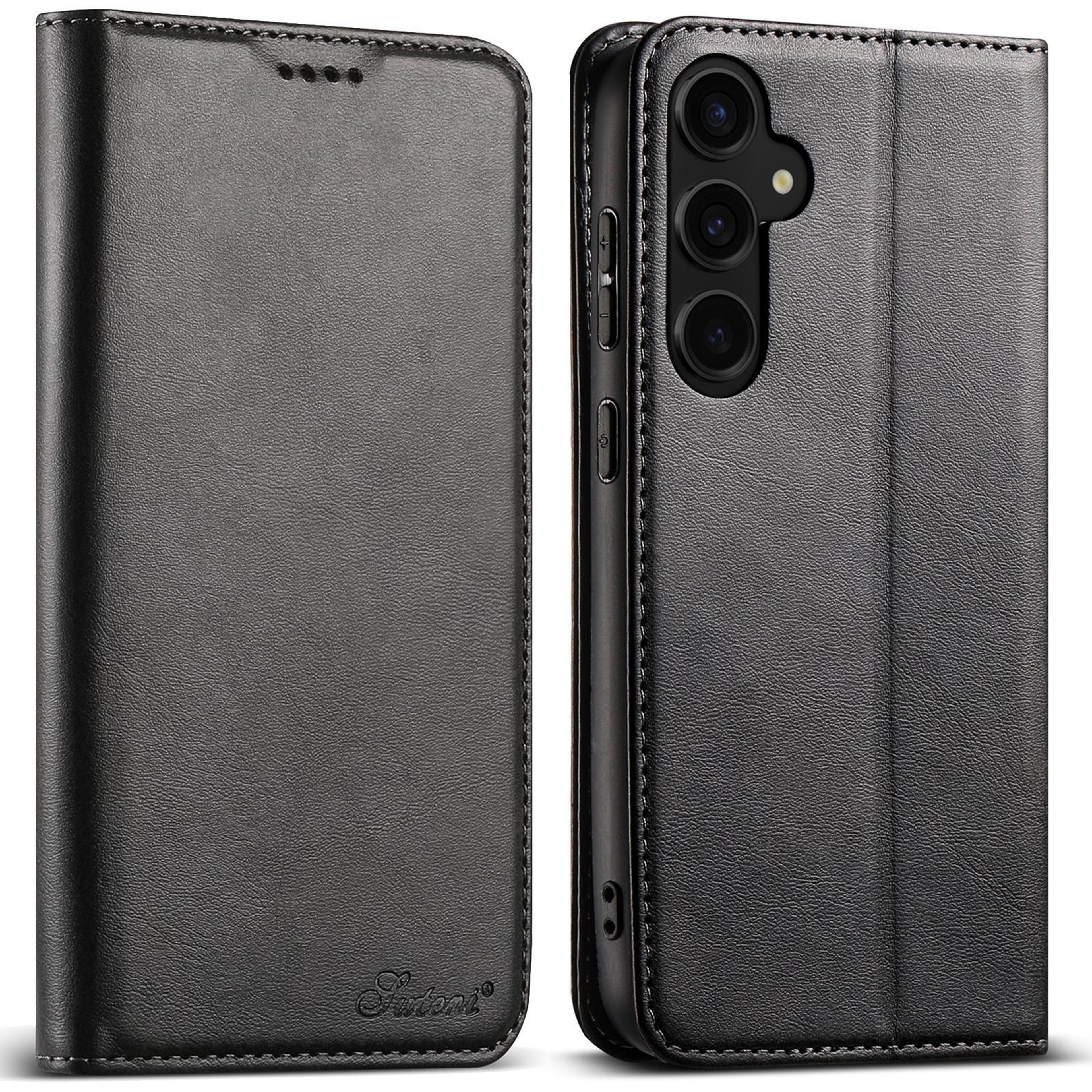 samsung galaxy s26 plus wallet case with calf texture leather, card holder and kickstand