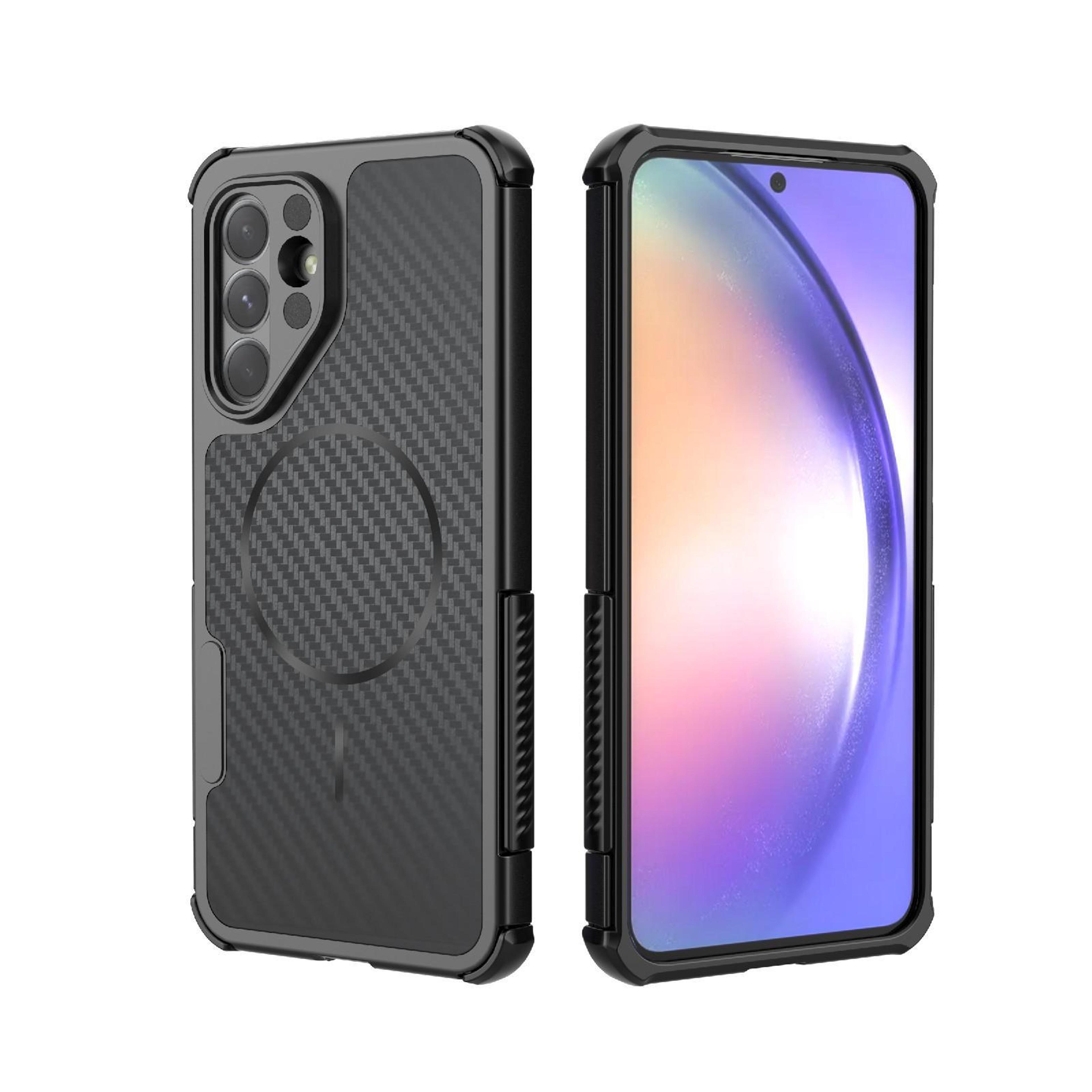 galaxy a56 5g magnetic rugged shockproof carbon fiber phone case