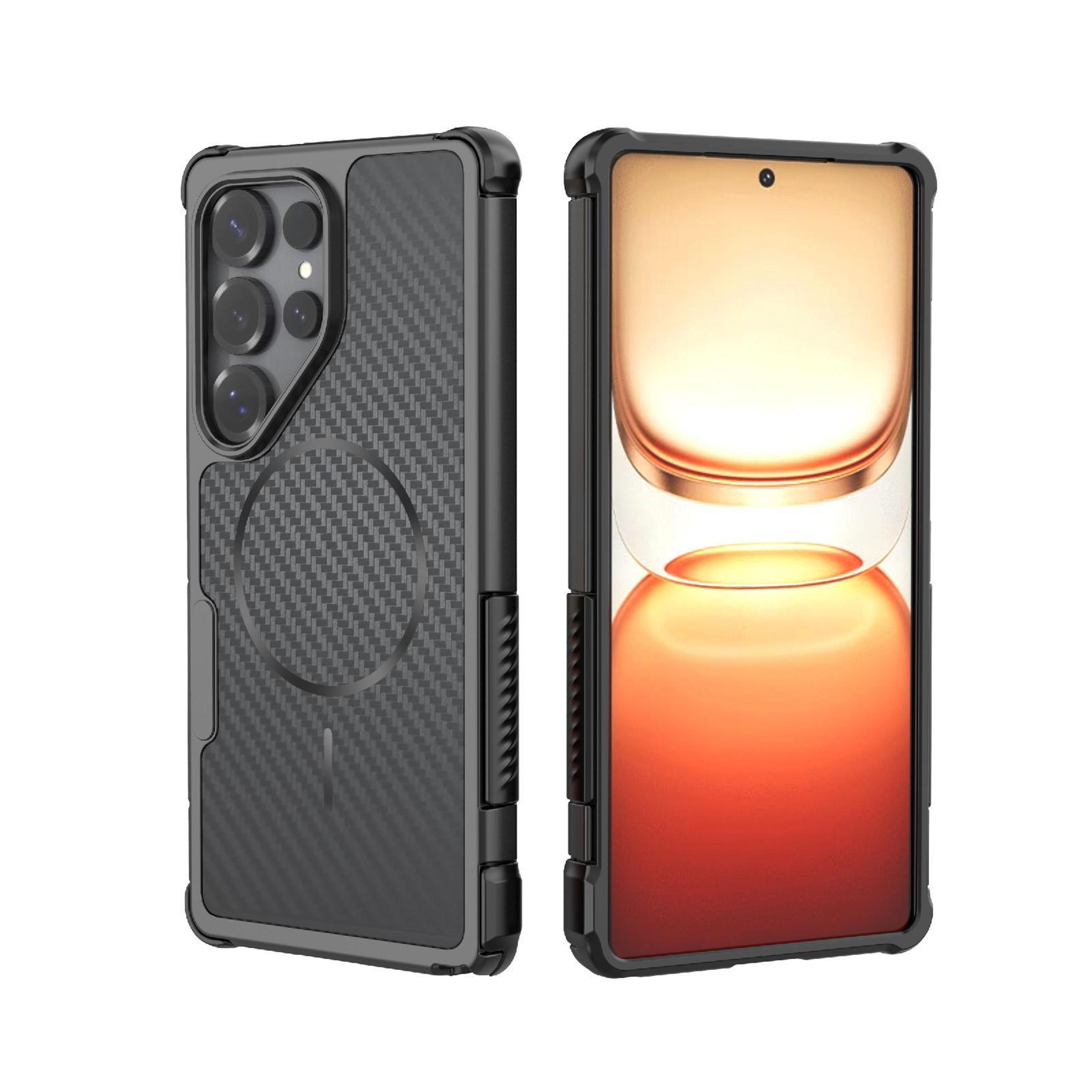 galaxy s25 ultra magnetic rugged carbon fiber shockproof case