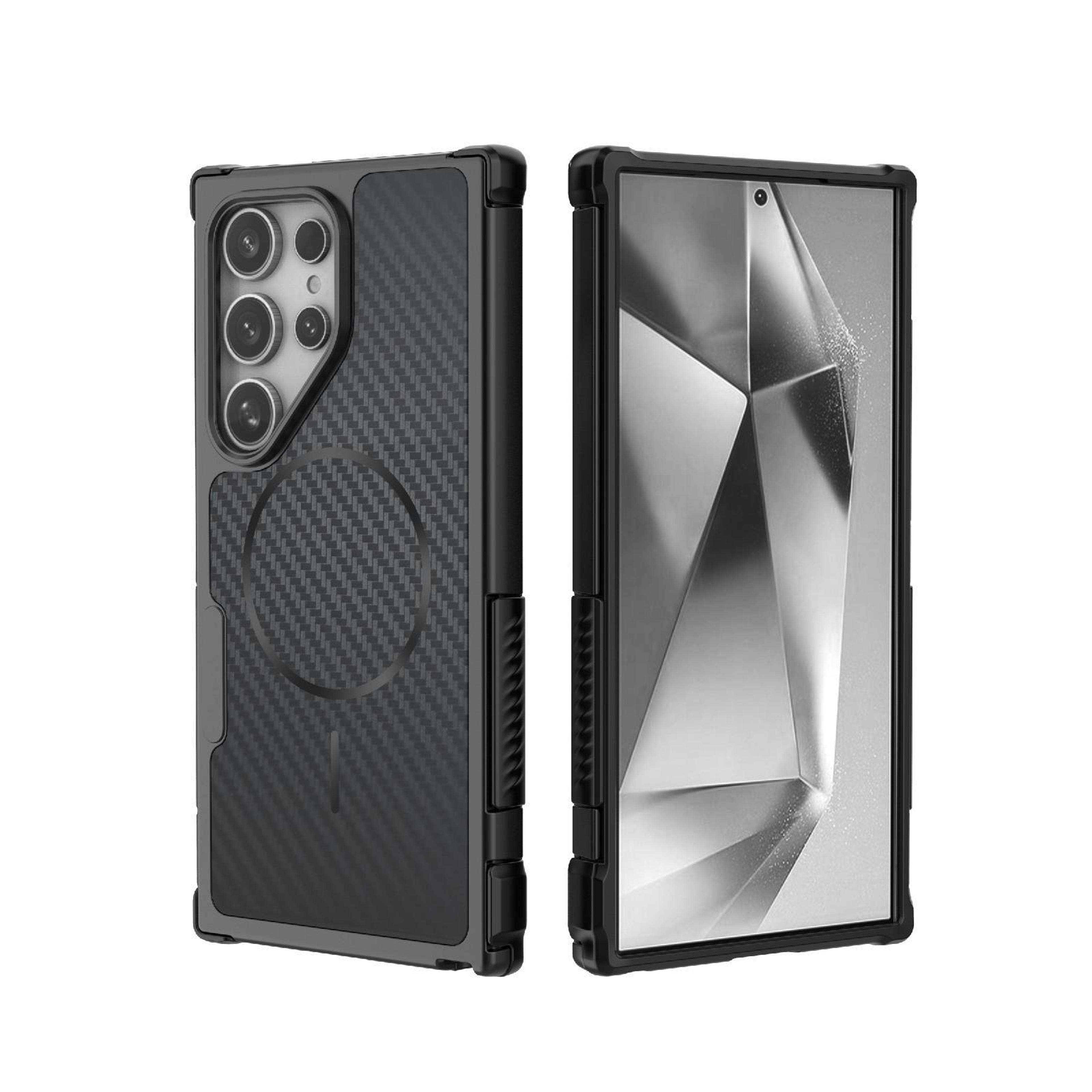 galaxy s24 ultra magnetic rugged carbon fiber shockproof case