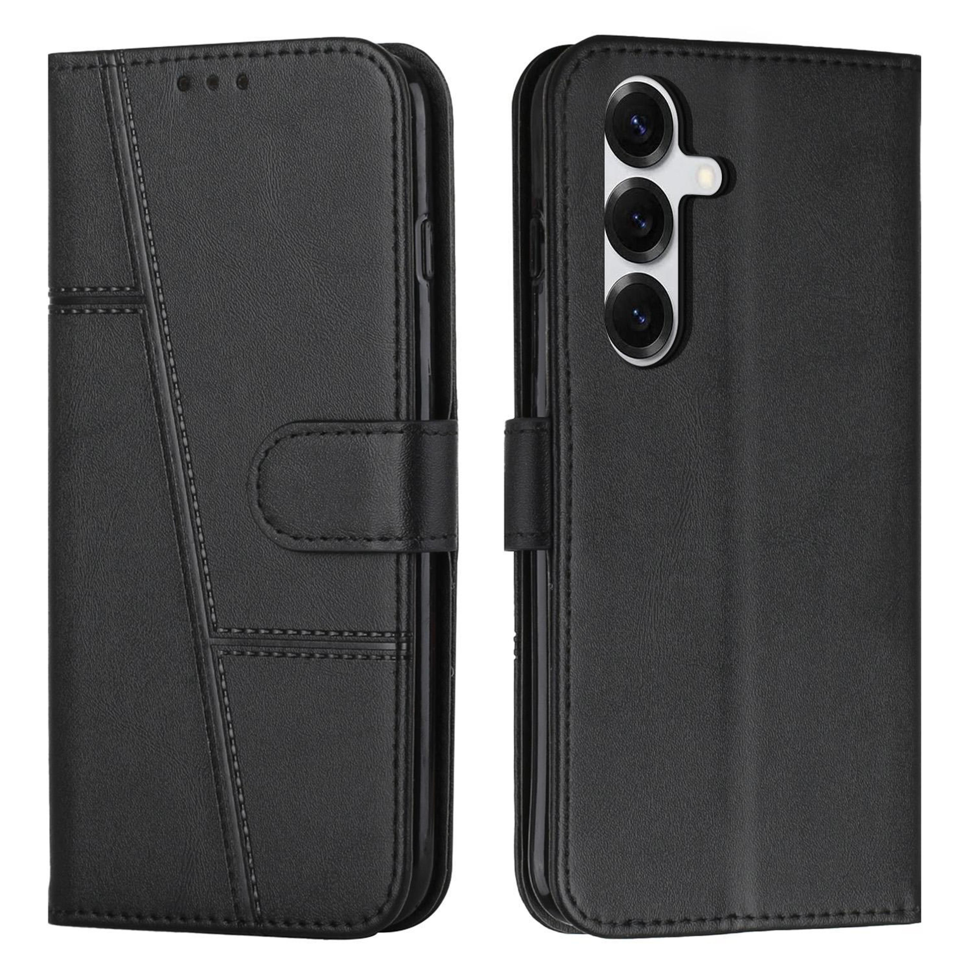 samsung galaxy s26 5g leather wallet case with card holder, kickstand and buckle