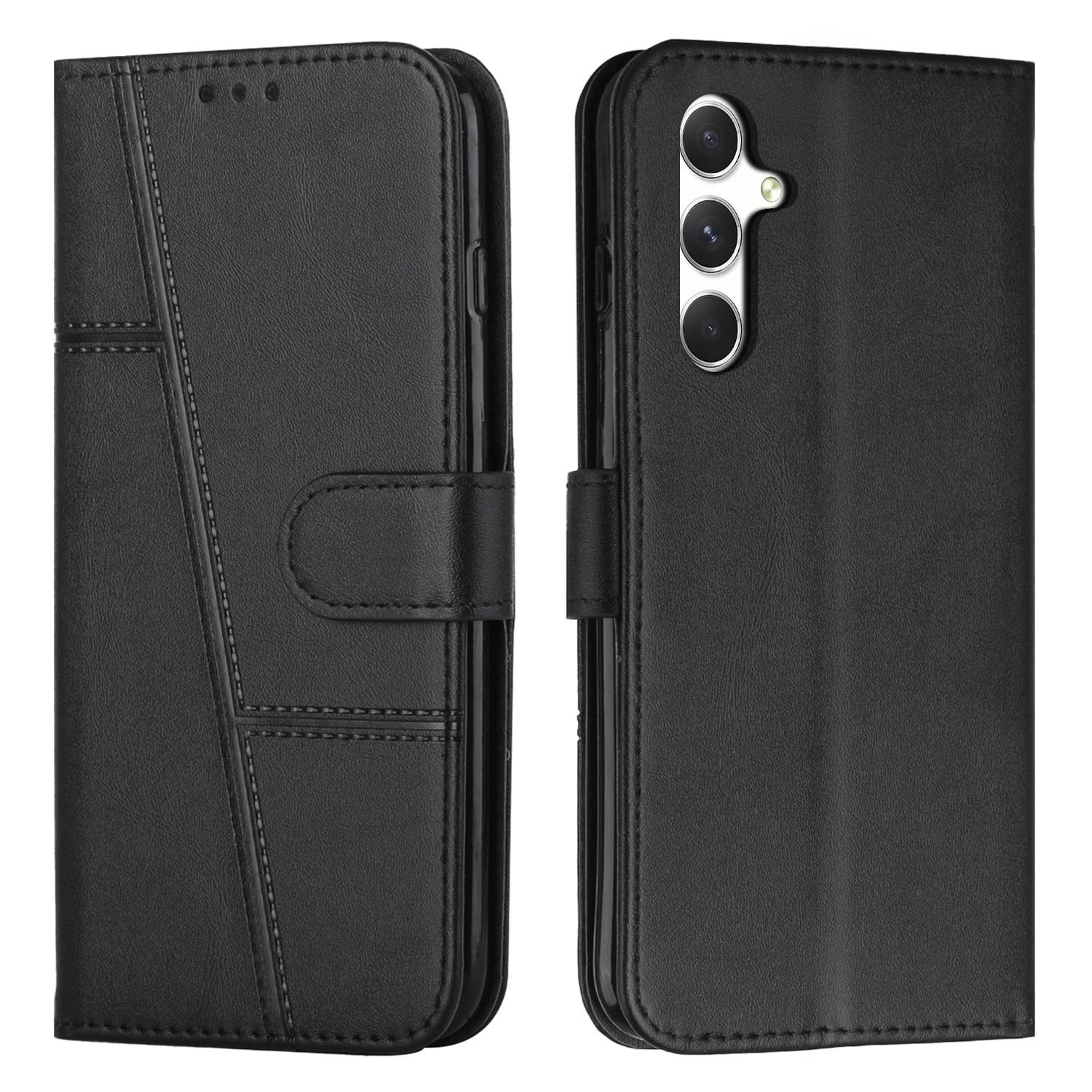 samsung galaxy a56 5g leather wallet case with card holder kickstand and buckle