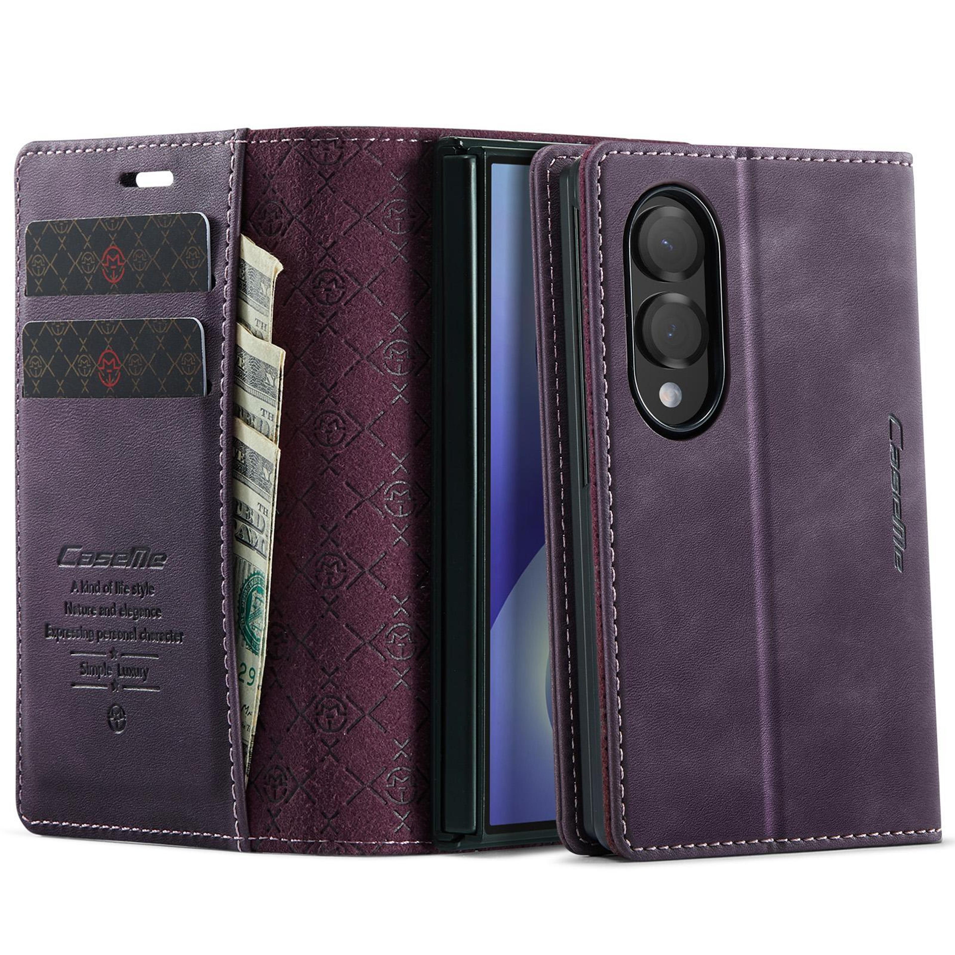 galaxy z fold8 wallet case with rfid blocking leather cover and kickstand
