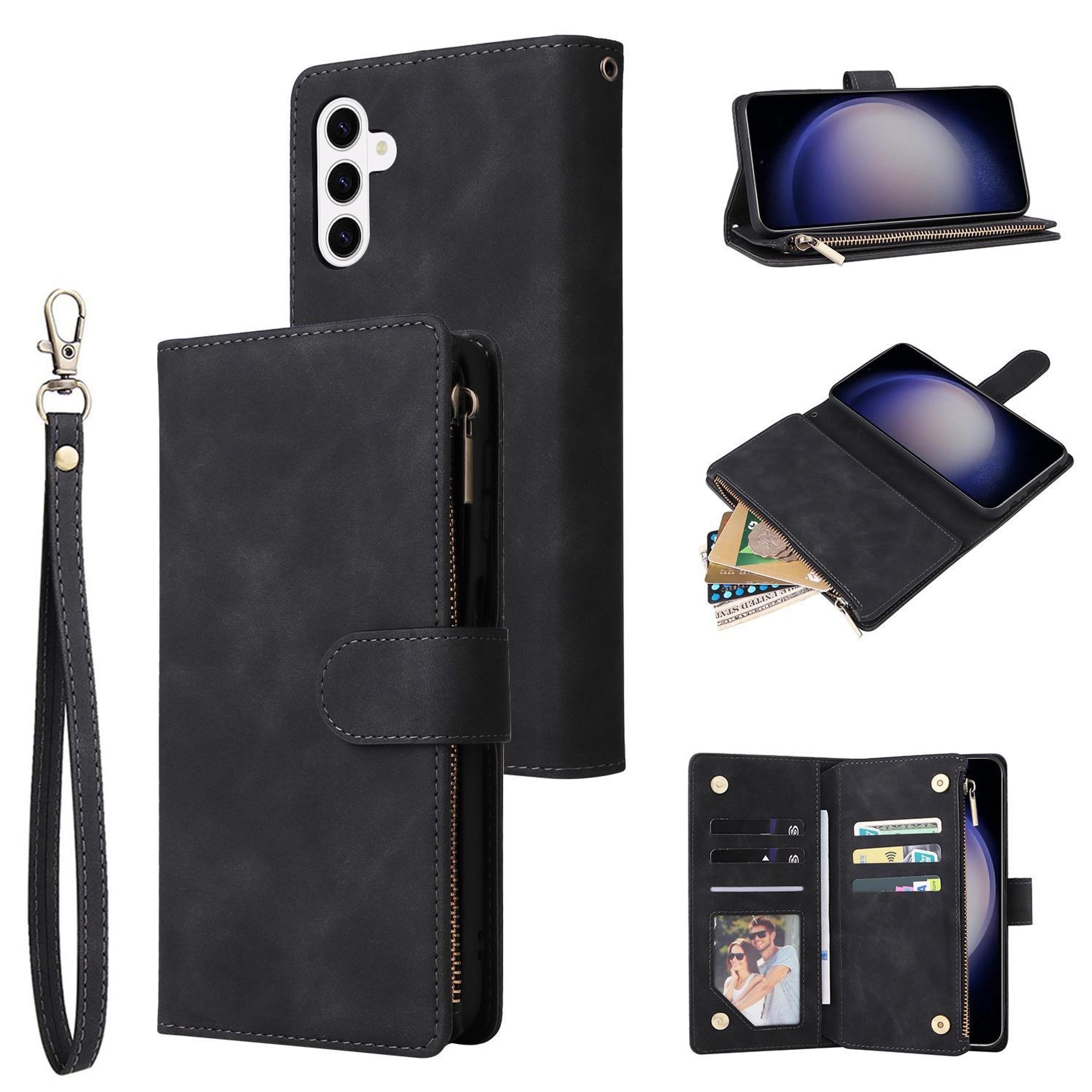 galaxy s26 plus 5g zipper wallet case with card holder, kickstand and wrist strap