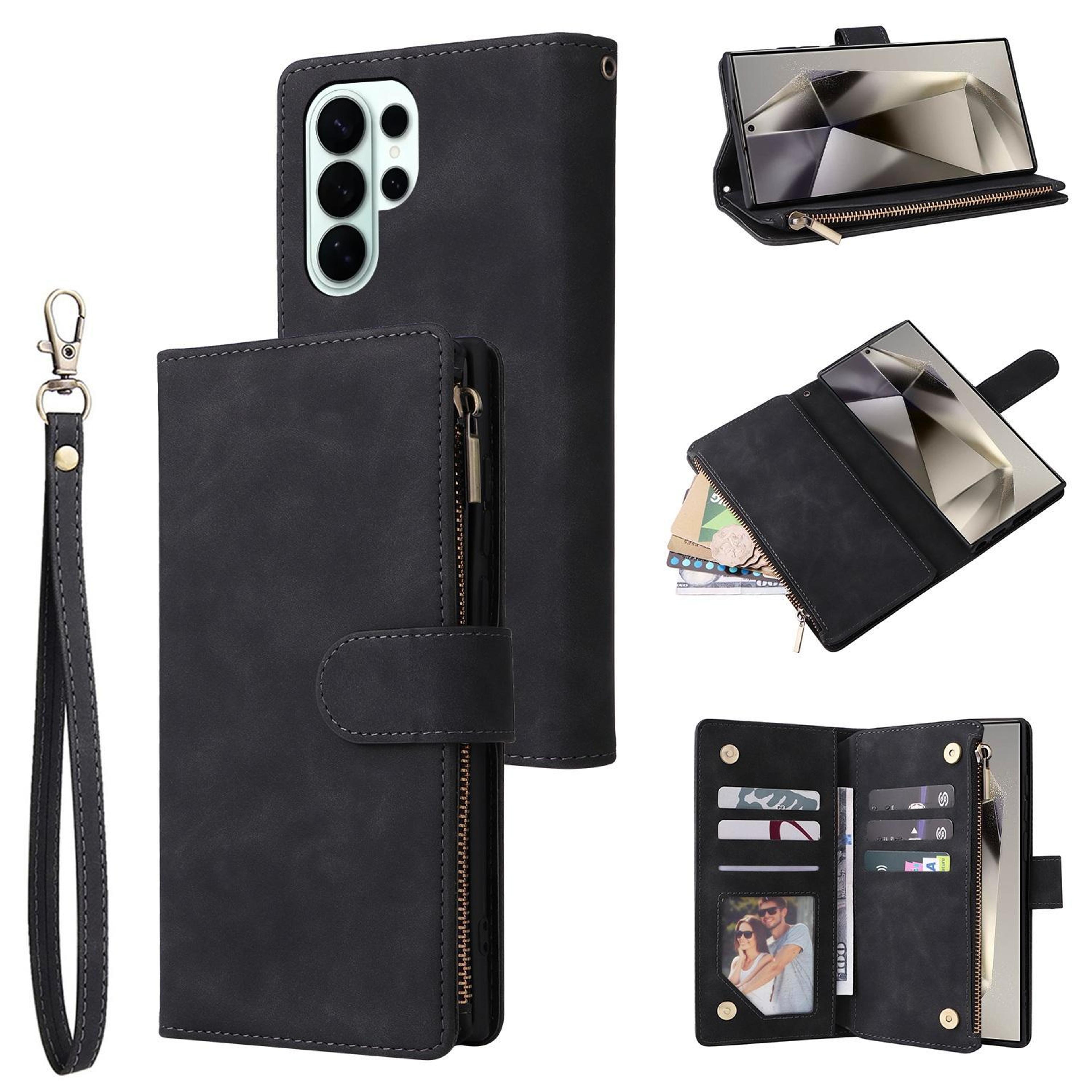 galaxy s26 ultra zipper wallet case with card holder kickstand and wrist strap