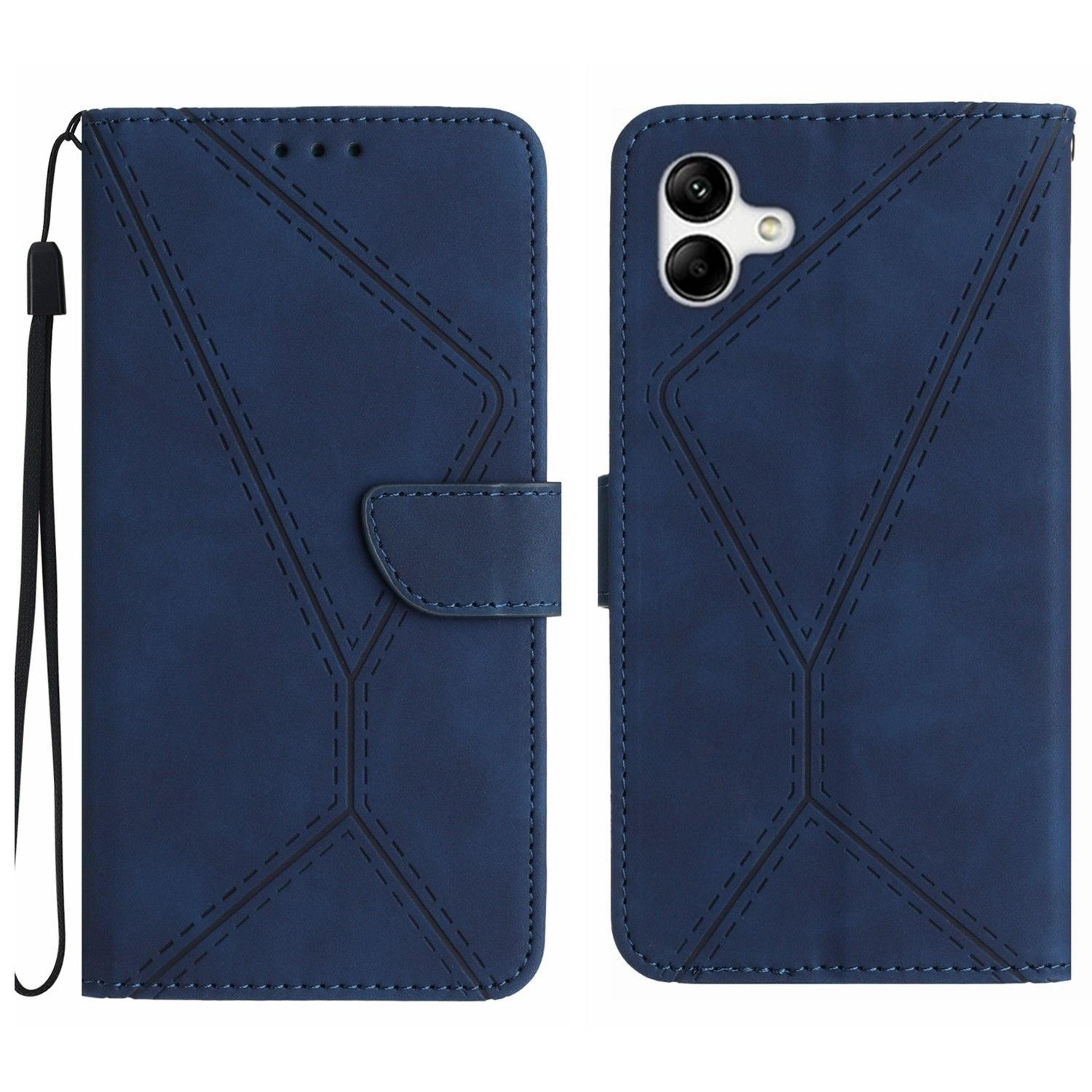 samsung galaxy a06 4g leather wallet case with card holder, kickstand and wrist strap