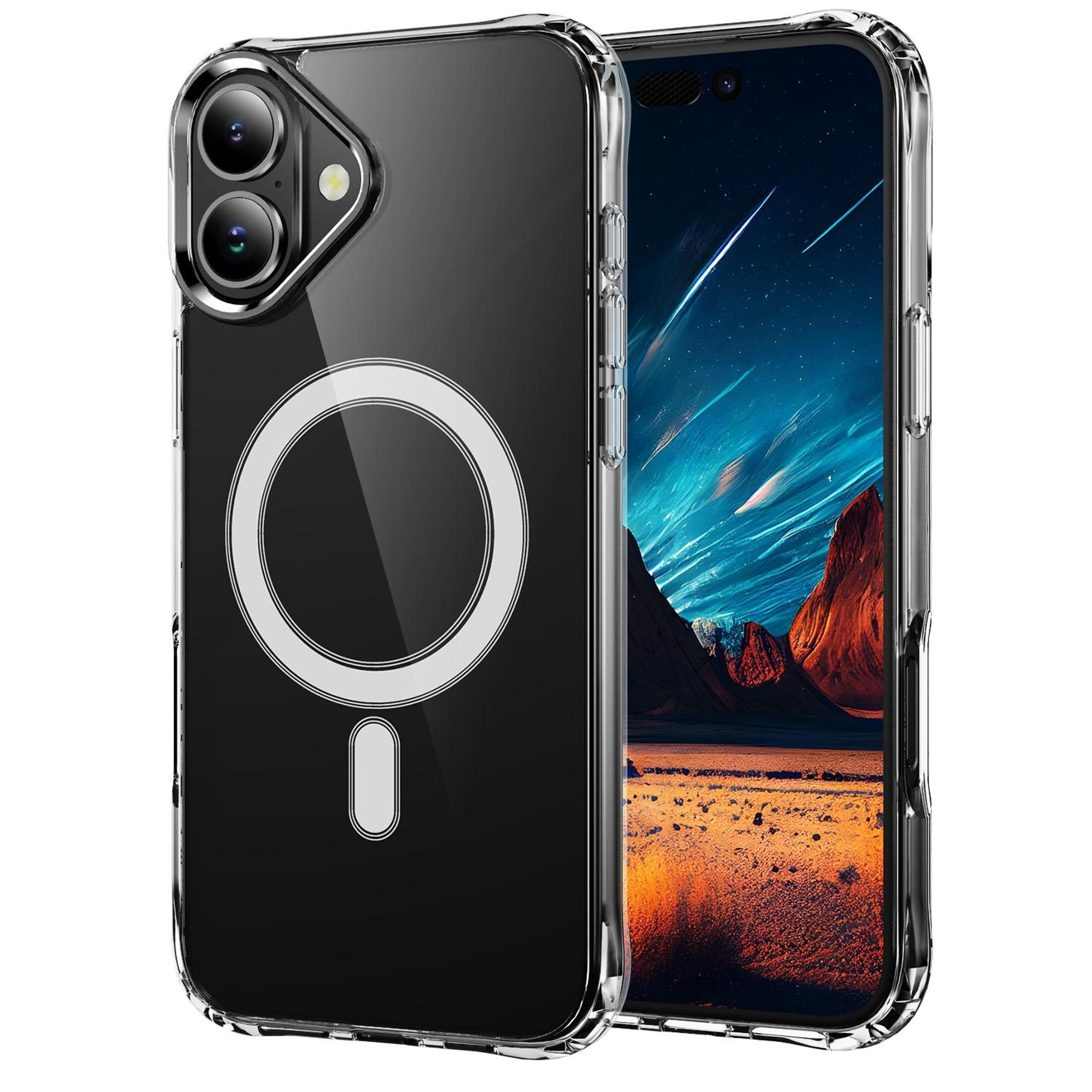 iphone 16 clear magsafe case with shockproof airbag corners