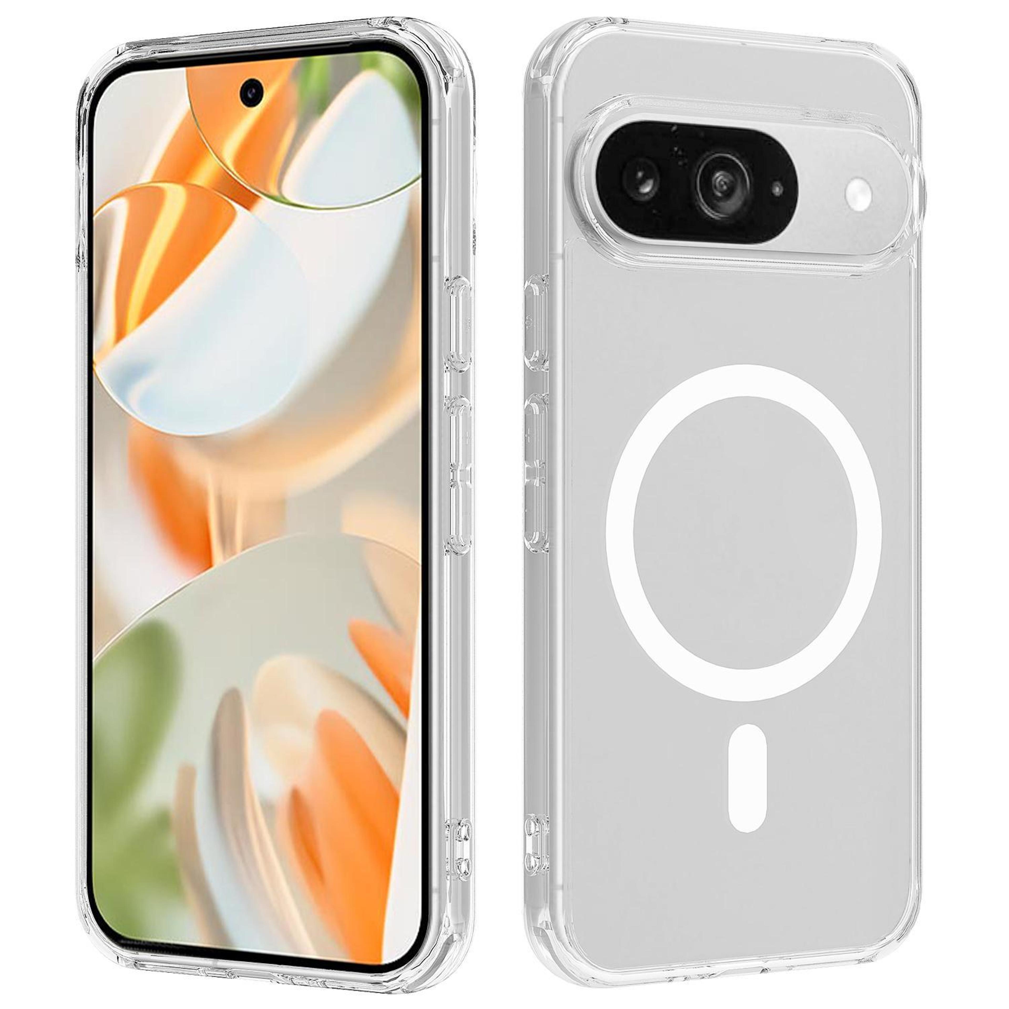 google pixel 9 magsafe clear case with magnetic charging and shock protection