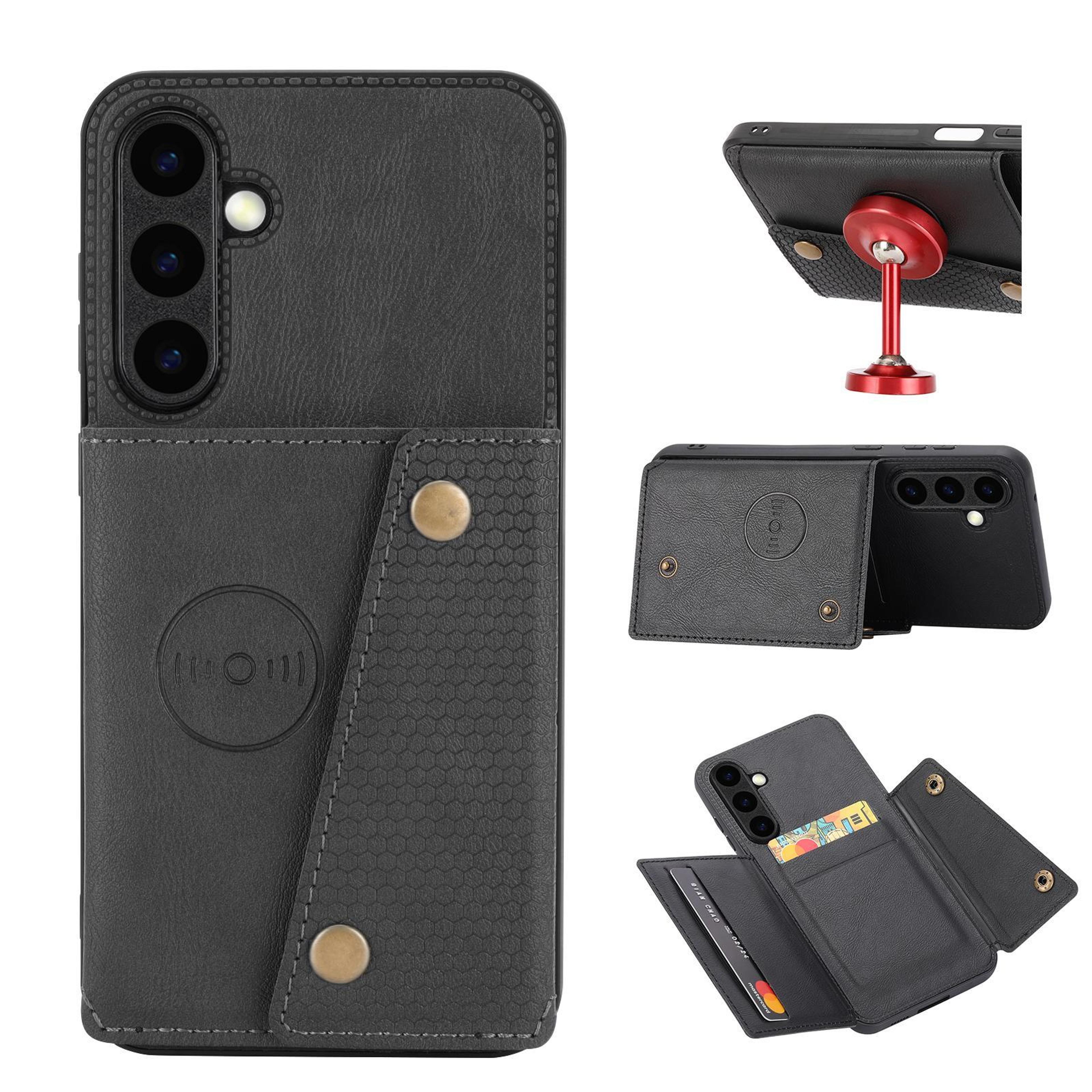 galaxy s26 fe 5g wallet case magnetic double buckle card holder with stand