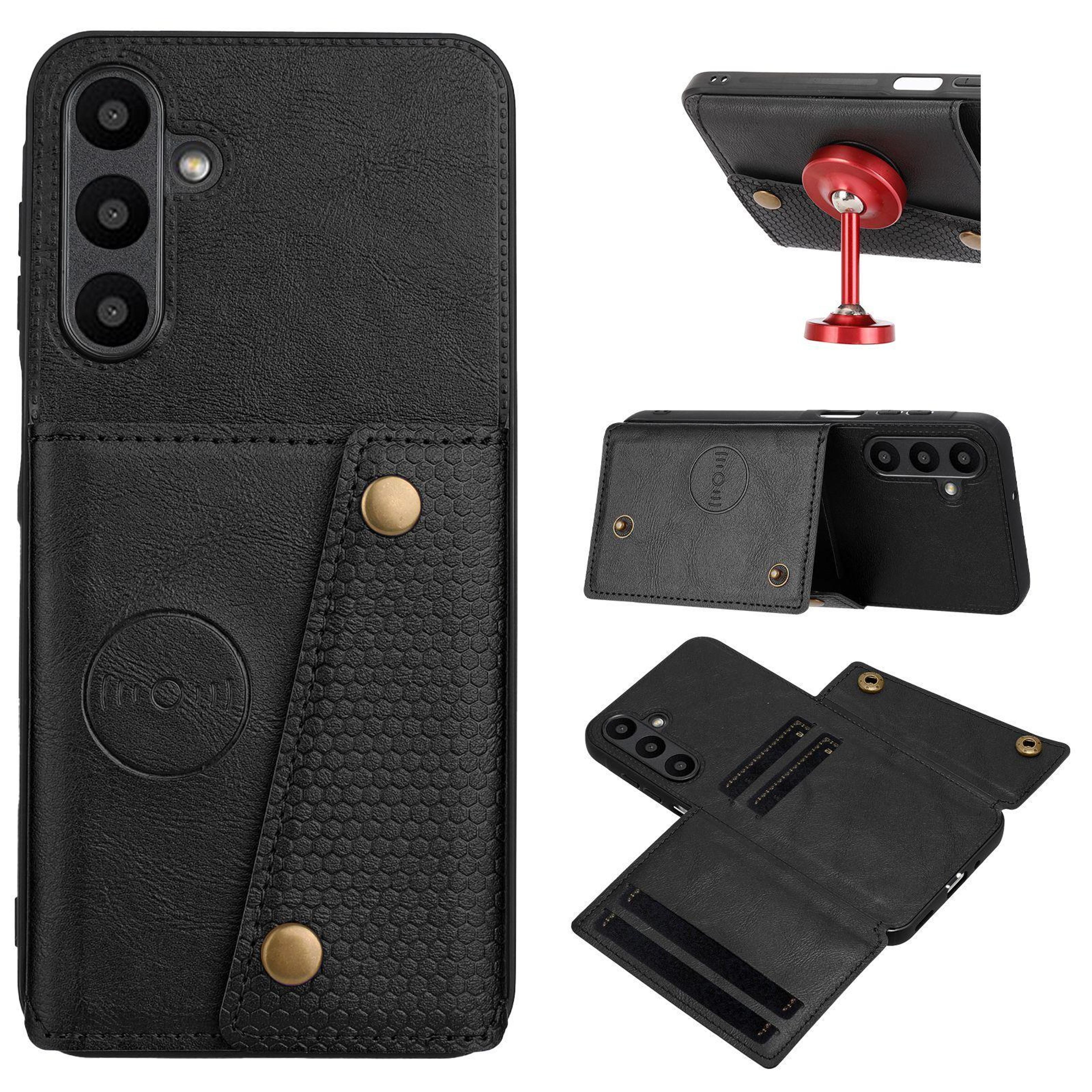 galaxy a27 5g wallet case with double magnetic buckle card slots and stand