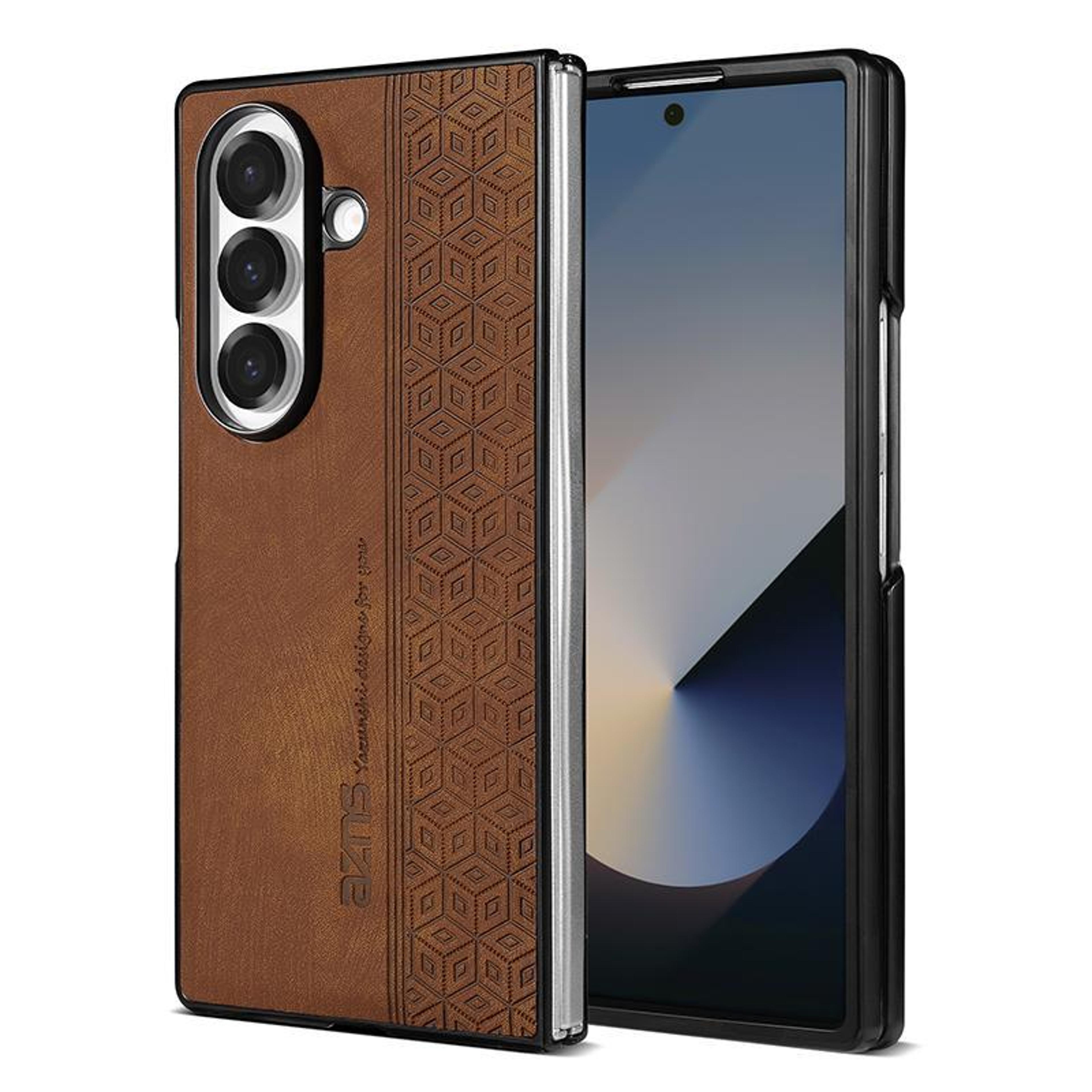 galaxy z fold8 ultra 5g leather tpu case with 3d embossed skin feel protection
