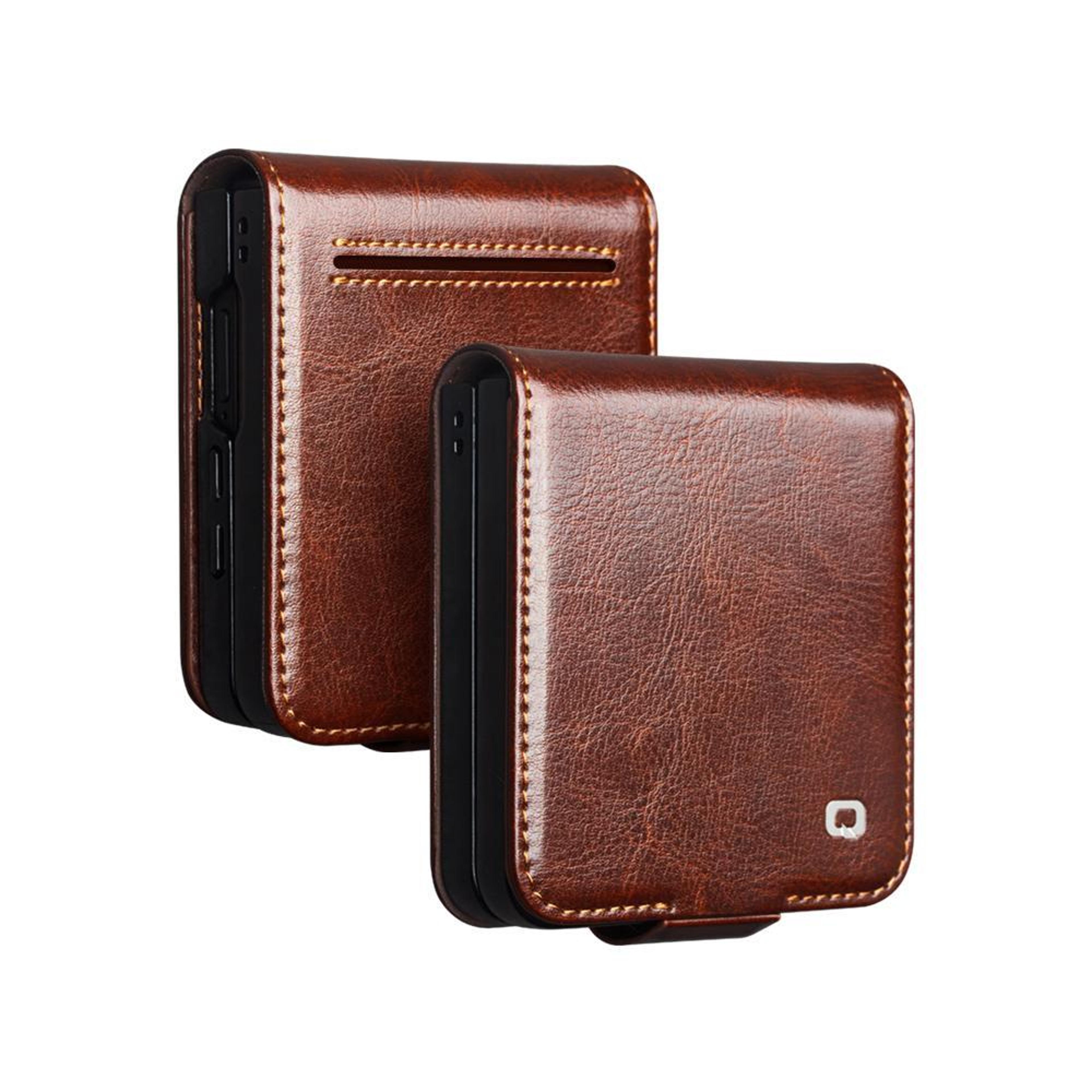 samsung galaxy z flip7 5g genuine leather protective case with buckle
