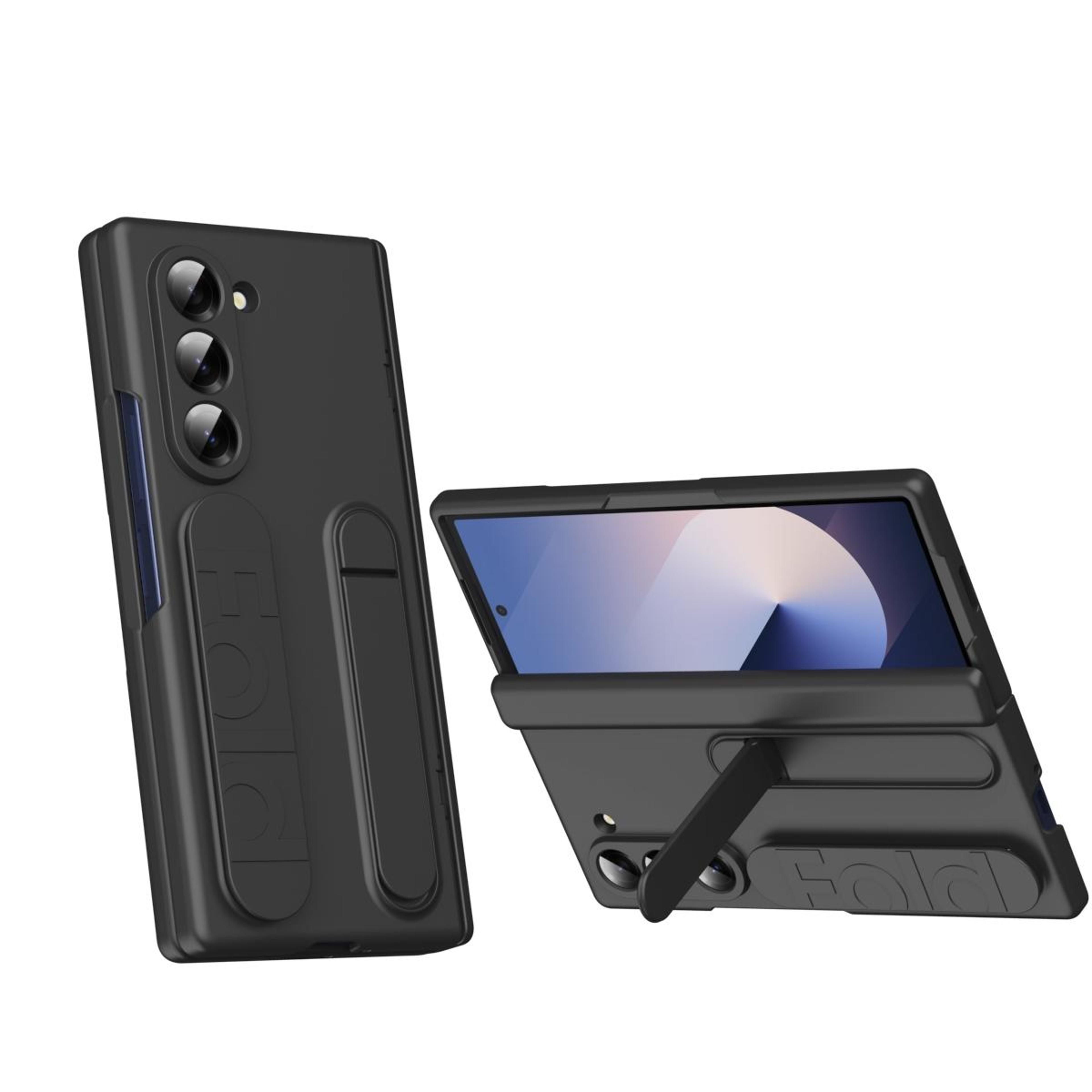 samsung galaxy z fold5 shockproof case with tempered glass back and integrated holder