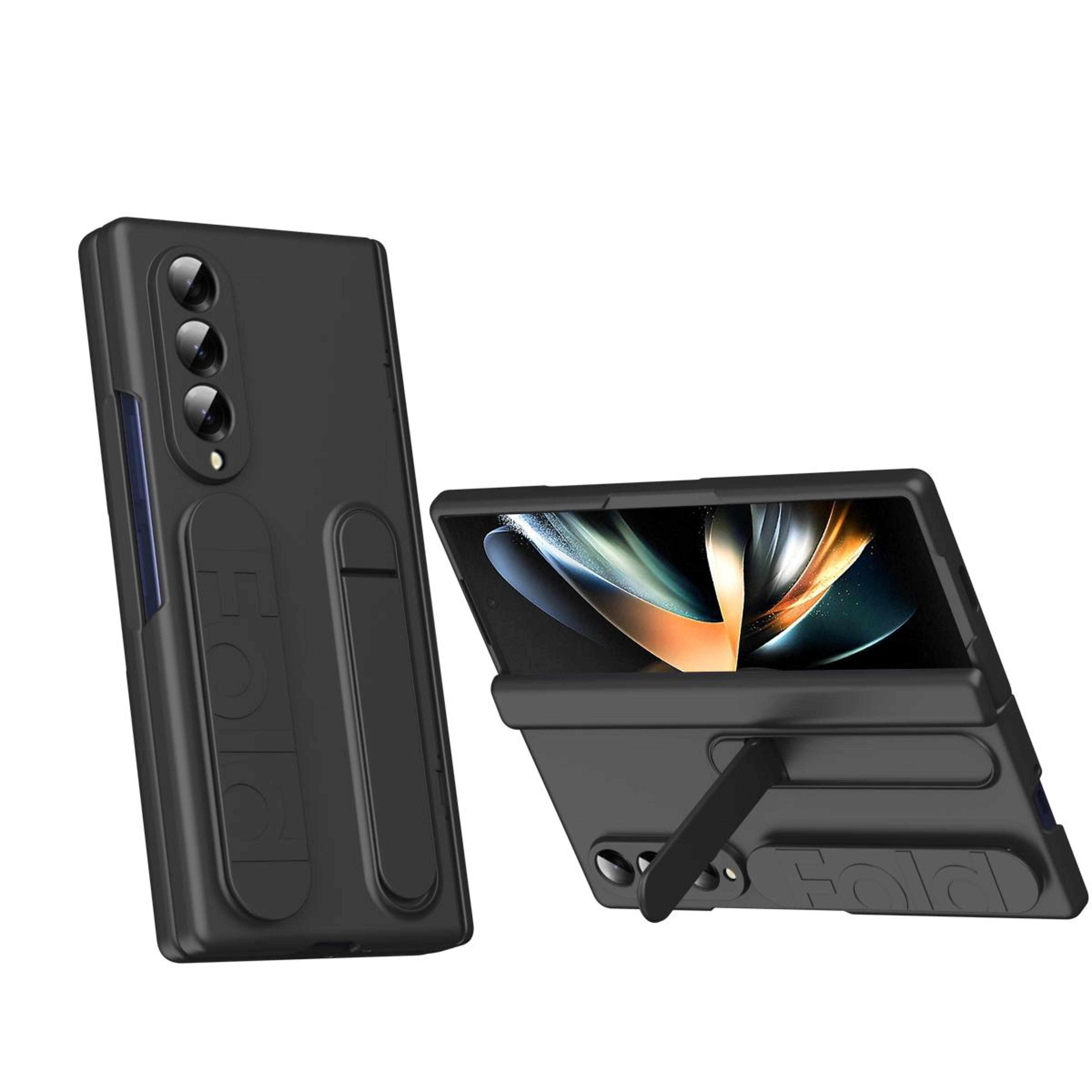 galaxy z fold3 5g shockproof case with tempered glass back and integrated holder