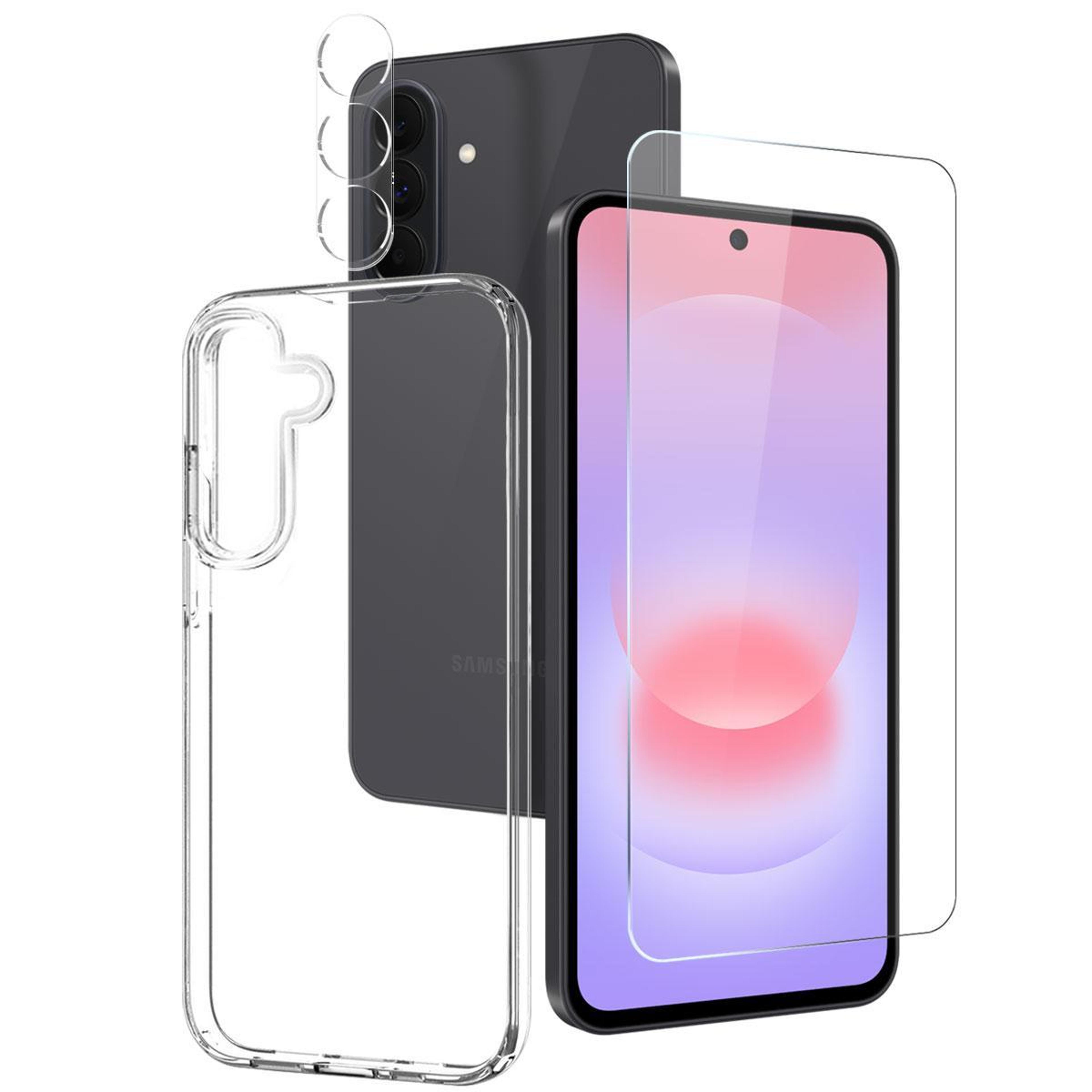 galaxy a27 5g clear case with 9h screen protector and camera lens protector