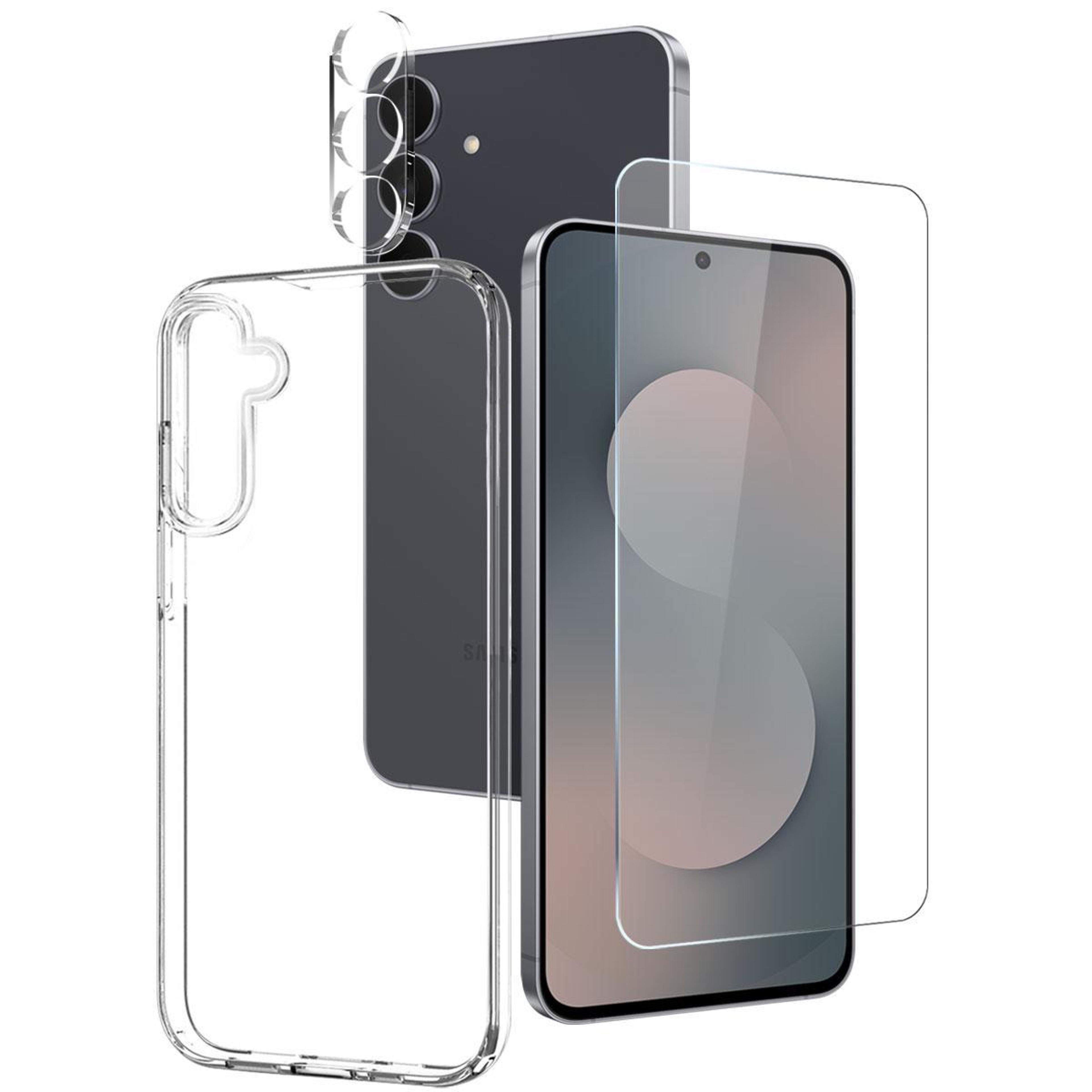 samsung galaxy s25 fe 5g clear case 3 in 1 with tempered glass screen and camera lens protection