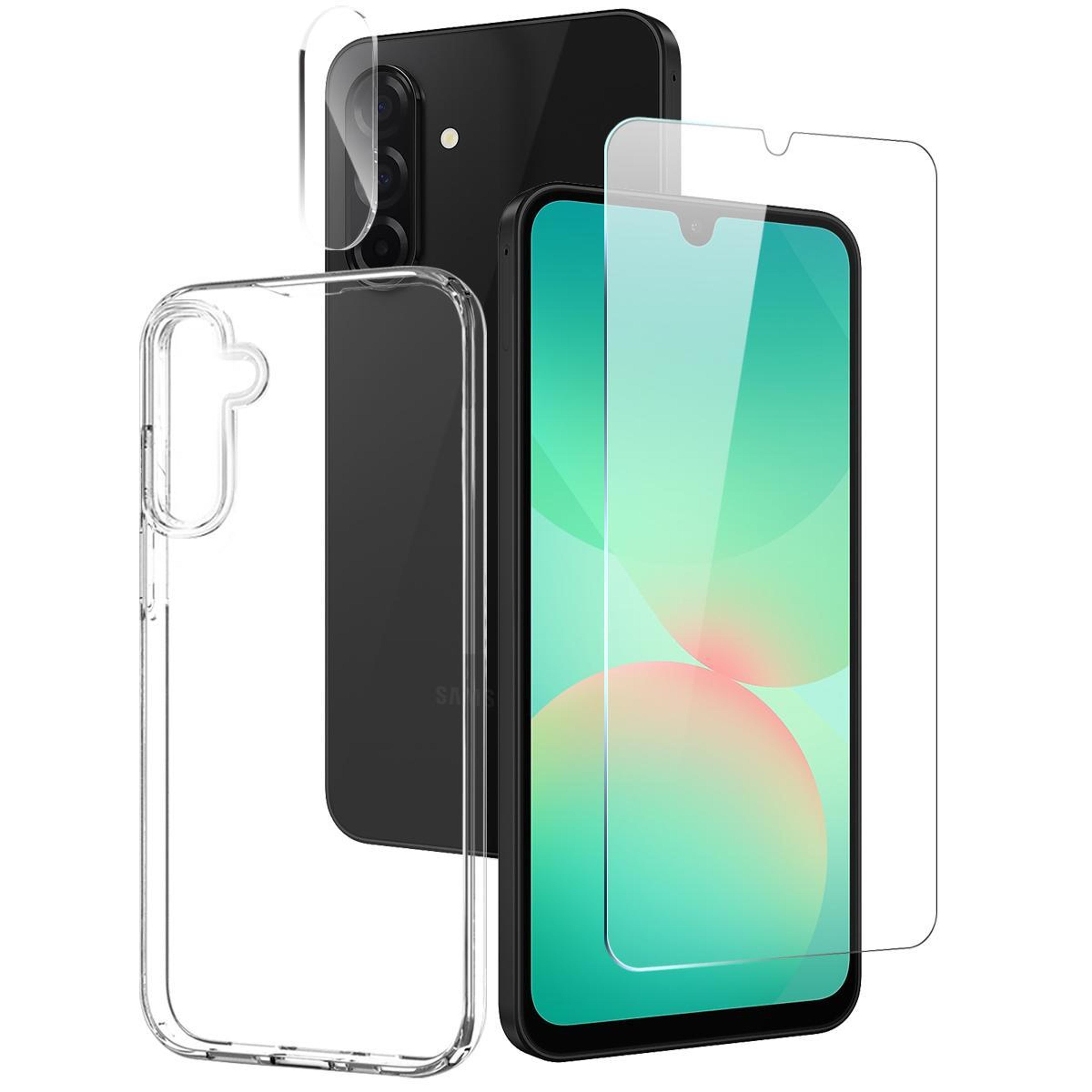 samsung galaxy a26 5g clear case with 9h screen protector and camera lens protector