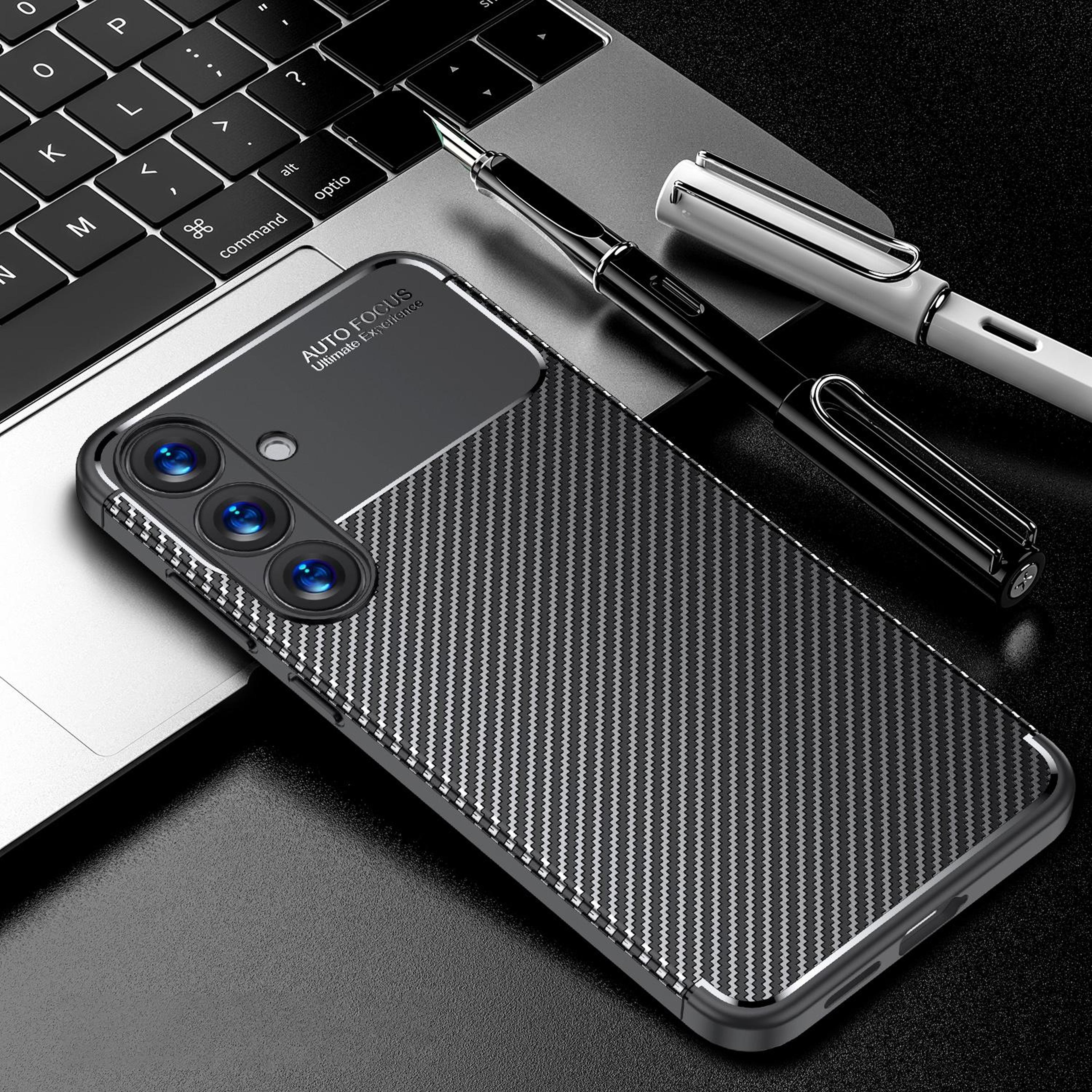 samsung galaxy s25 5g carbon fiber shockproof tpu protective case black
