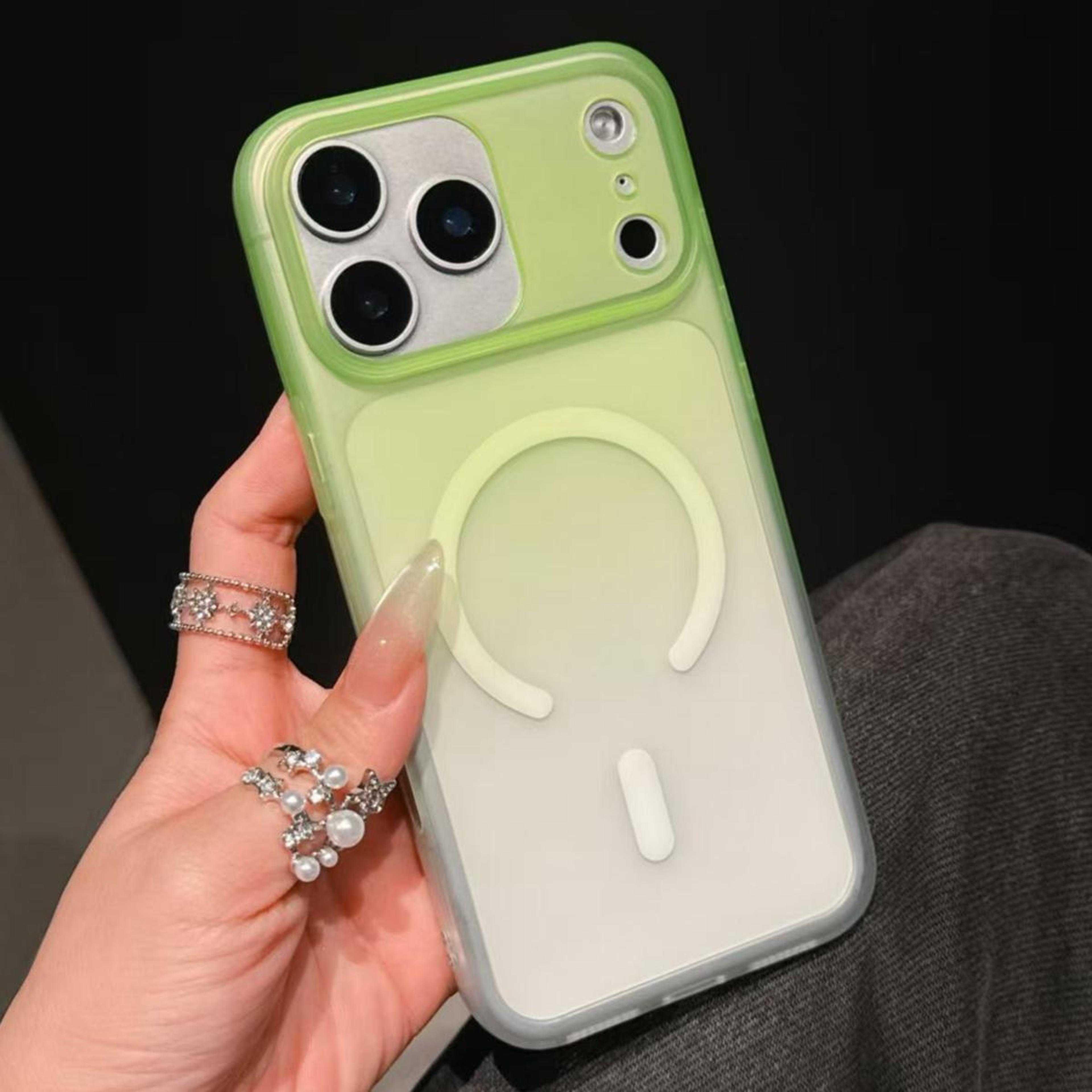 iphone 17 pro max frosted gradient magnetic tpu case with slim shockproof protection