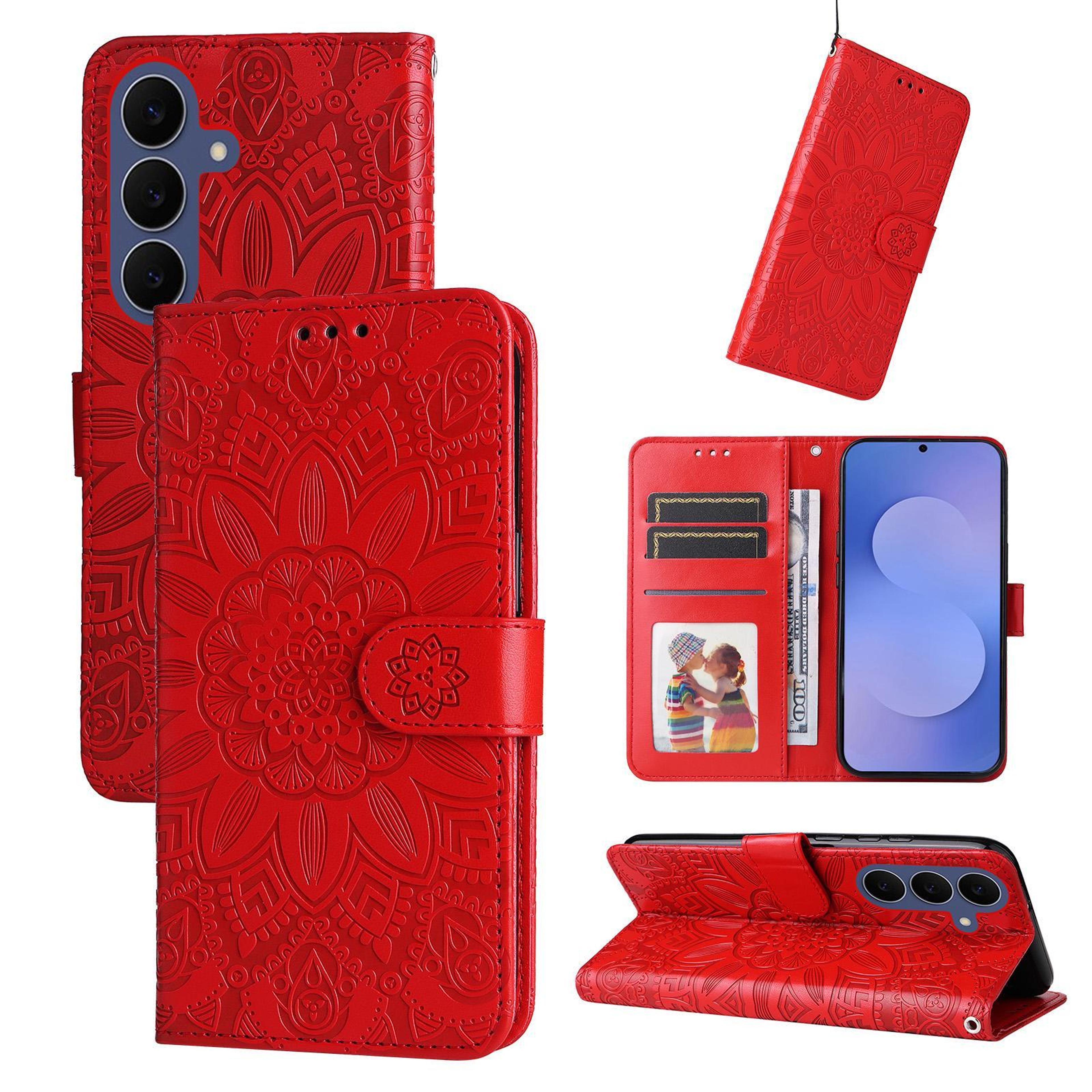 galaxy s26 fe 5g sunflower leather phone case protective embossed cover