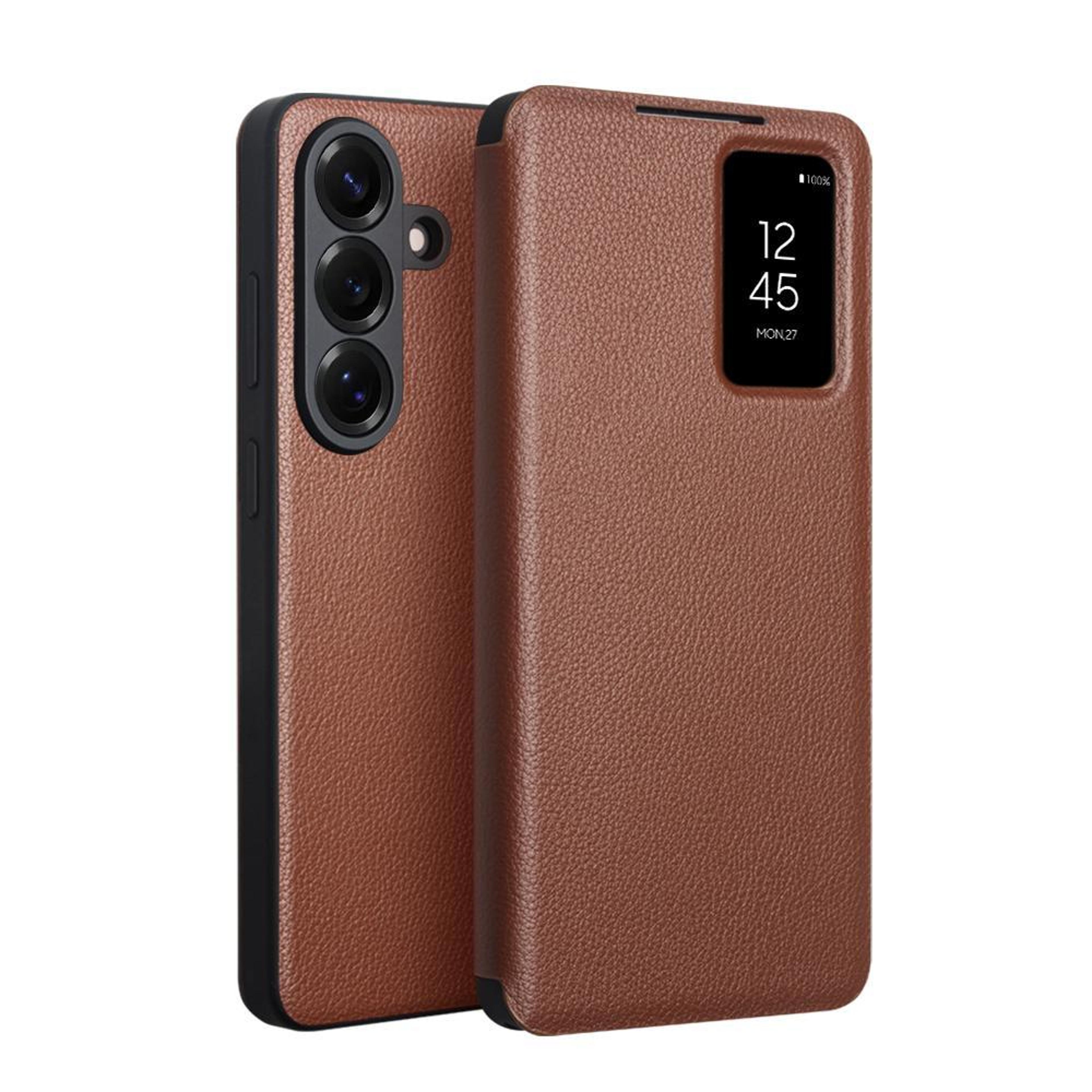 galaxy s26 5g genuine leather magnetic case with smart sleep wake protection