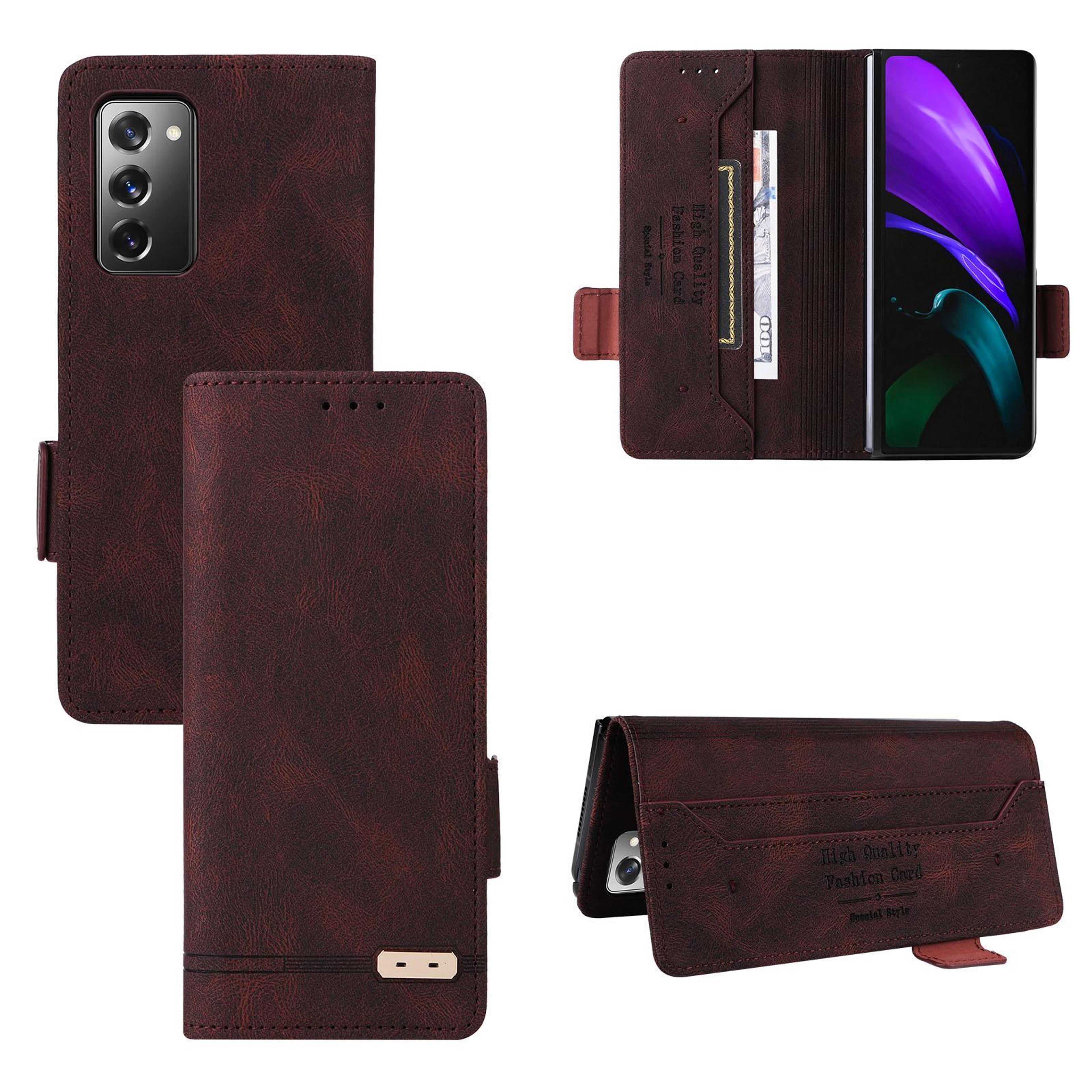 galaxy z fold8 ultra leather wallet case with magnetic clasp card holder and stand