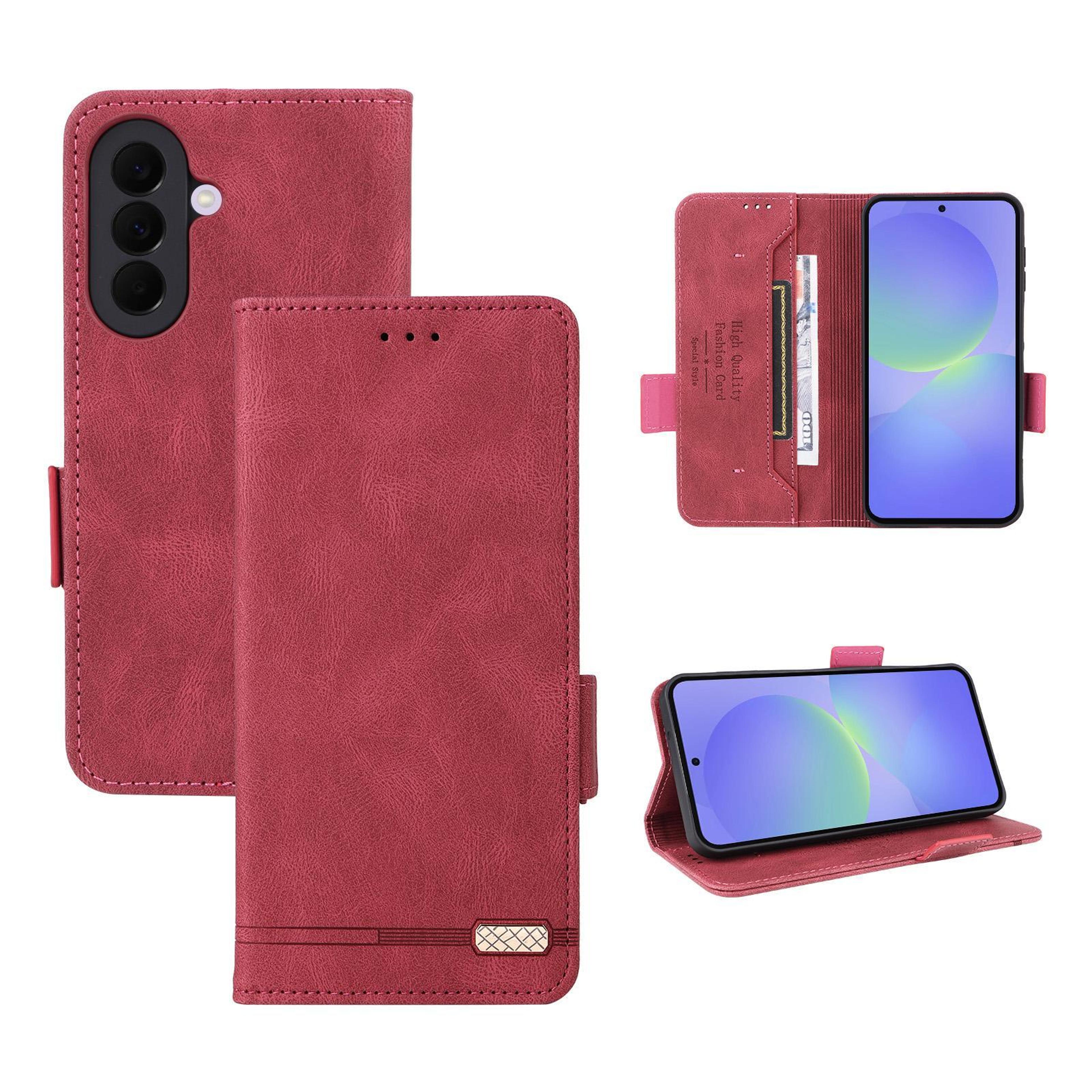 galaxy a37 5g leather wallet case with magnetic clasp stand and card holder