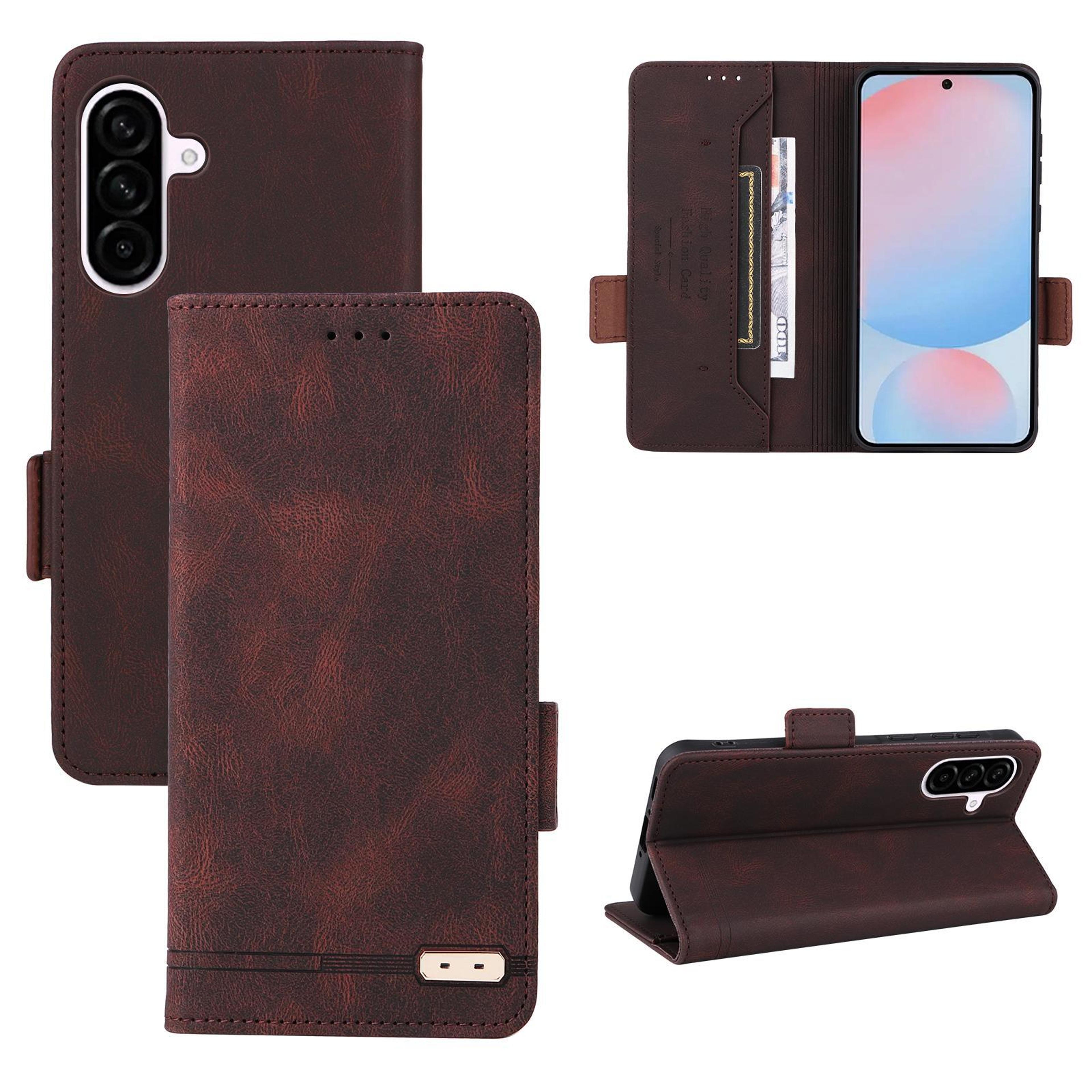 samsung galaxy a56 5g leather wallet case with magnetic clasp card slot and stand