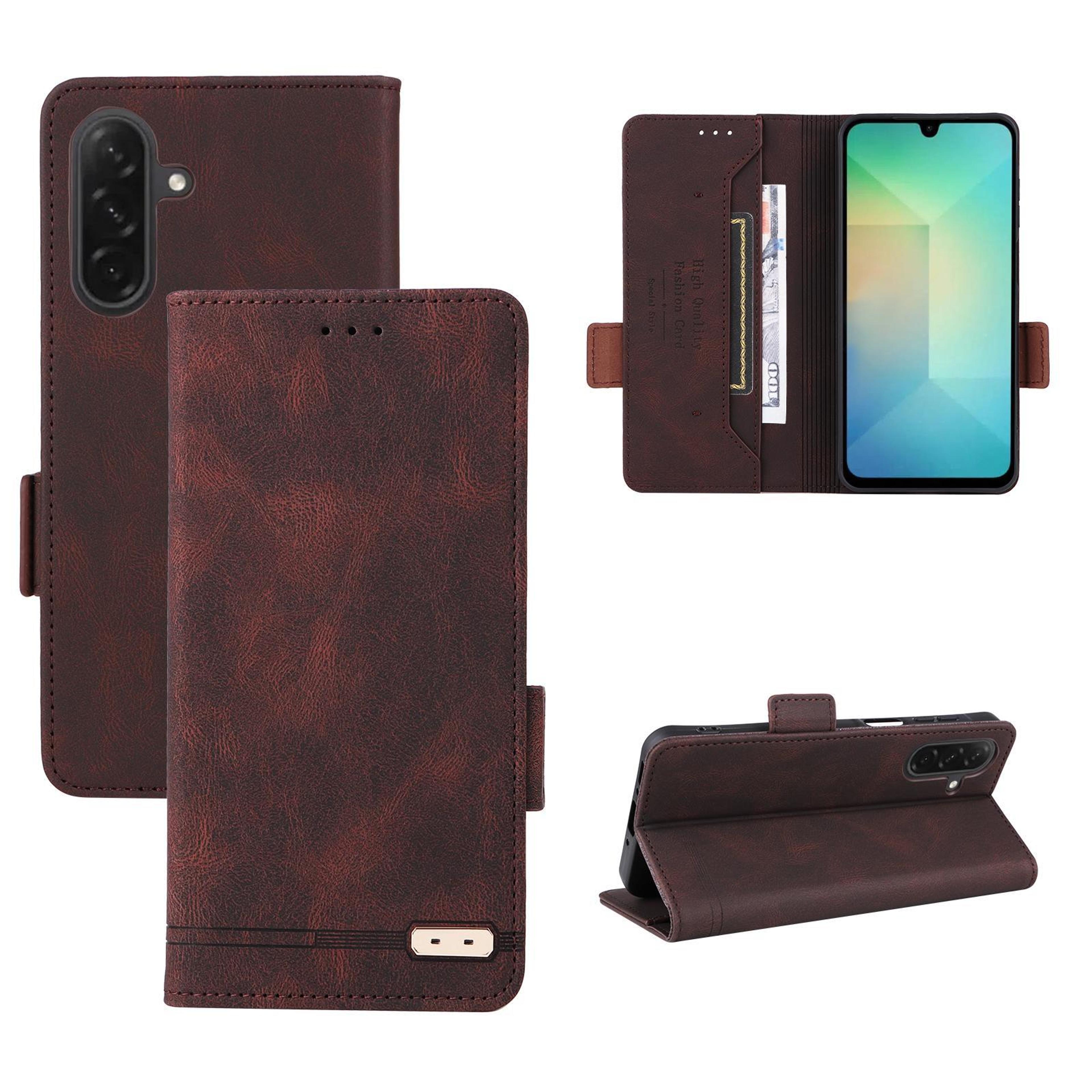 for samsung galaxy a26 5g magnetic clasp leather phone casebrown
