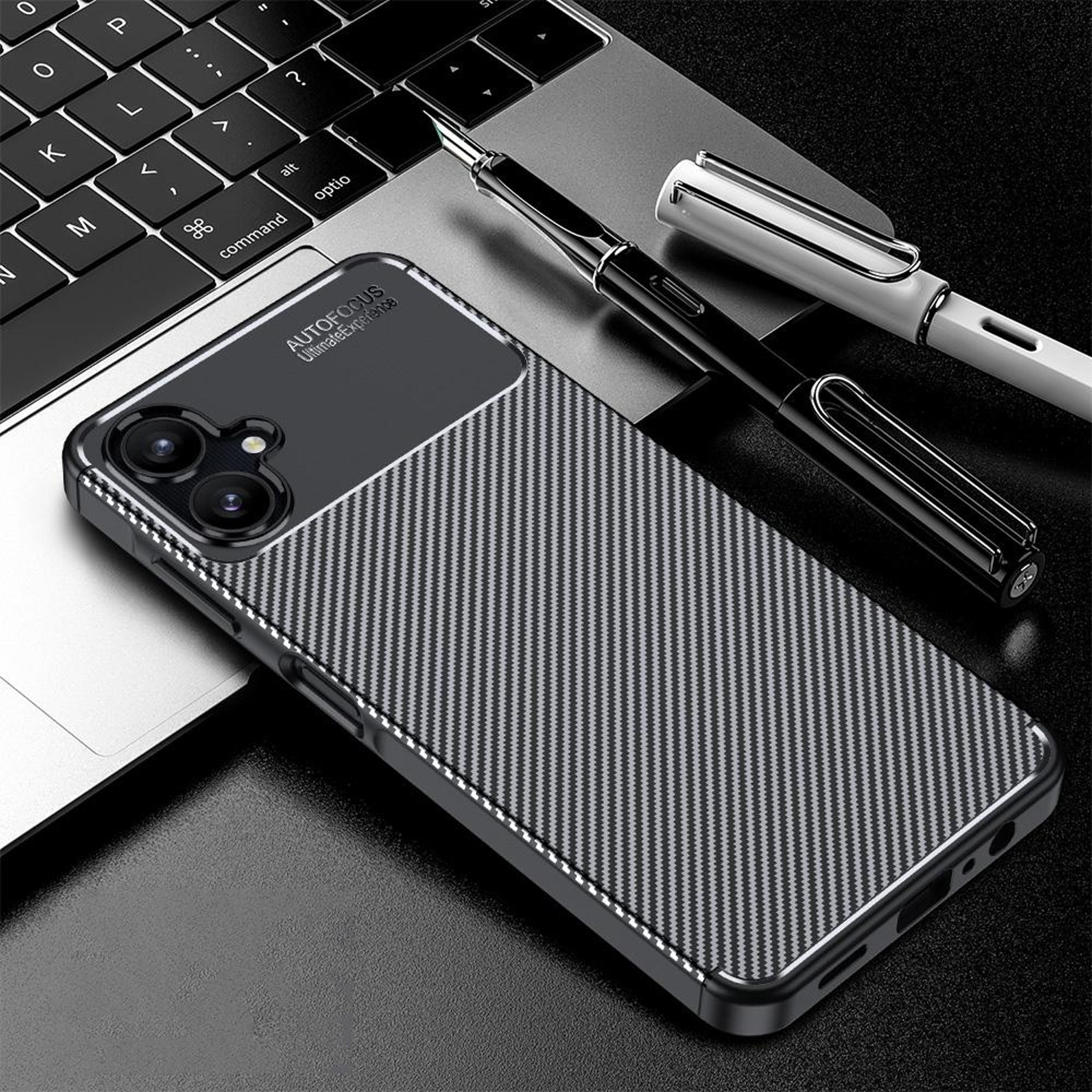 samsung galaxy a06 4g shockproof tpu case carbon fiber protective cover black