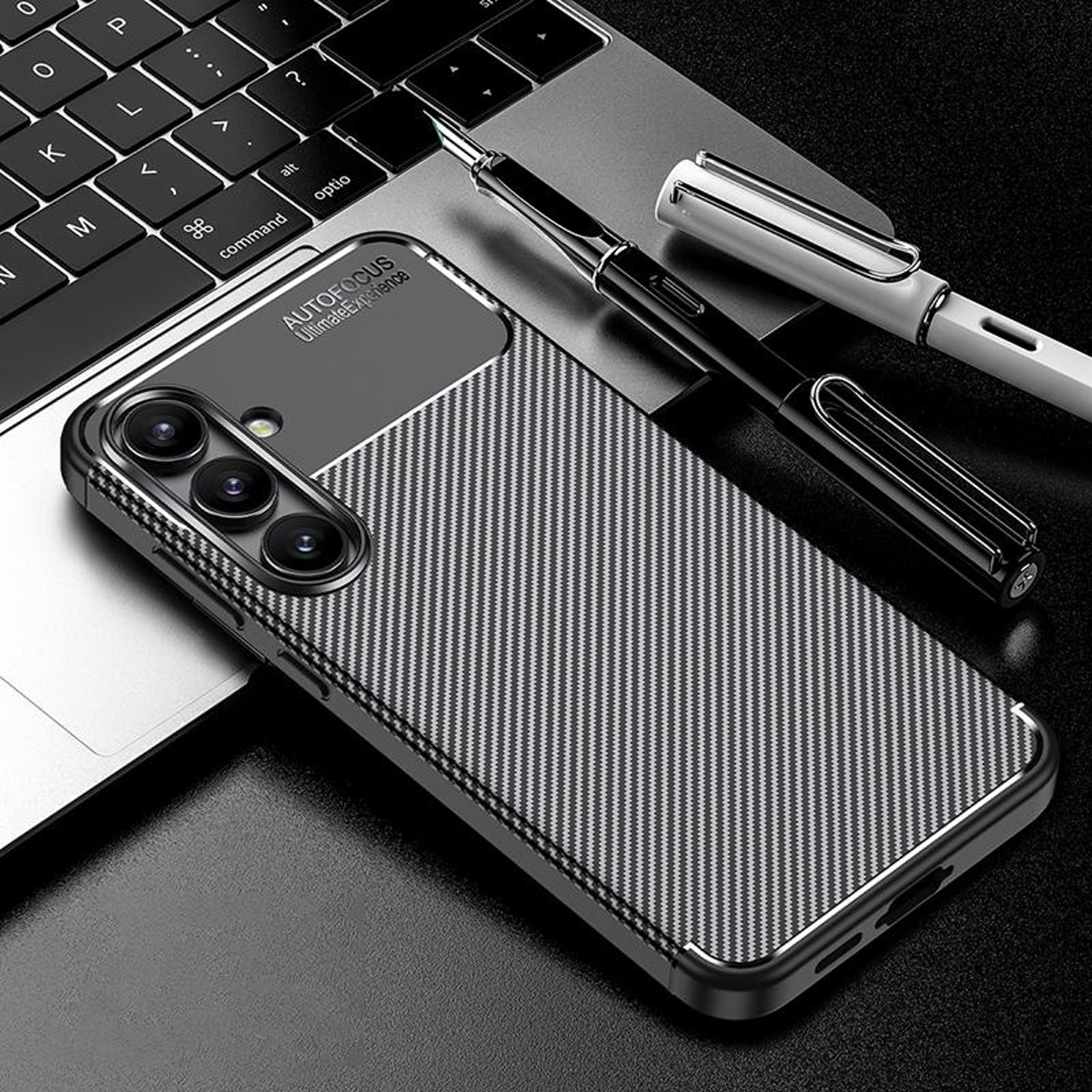 samsung galaxy s24 fe 5g shockproof tpu case carbon fiber protective cover black