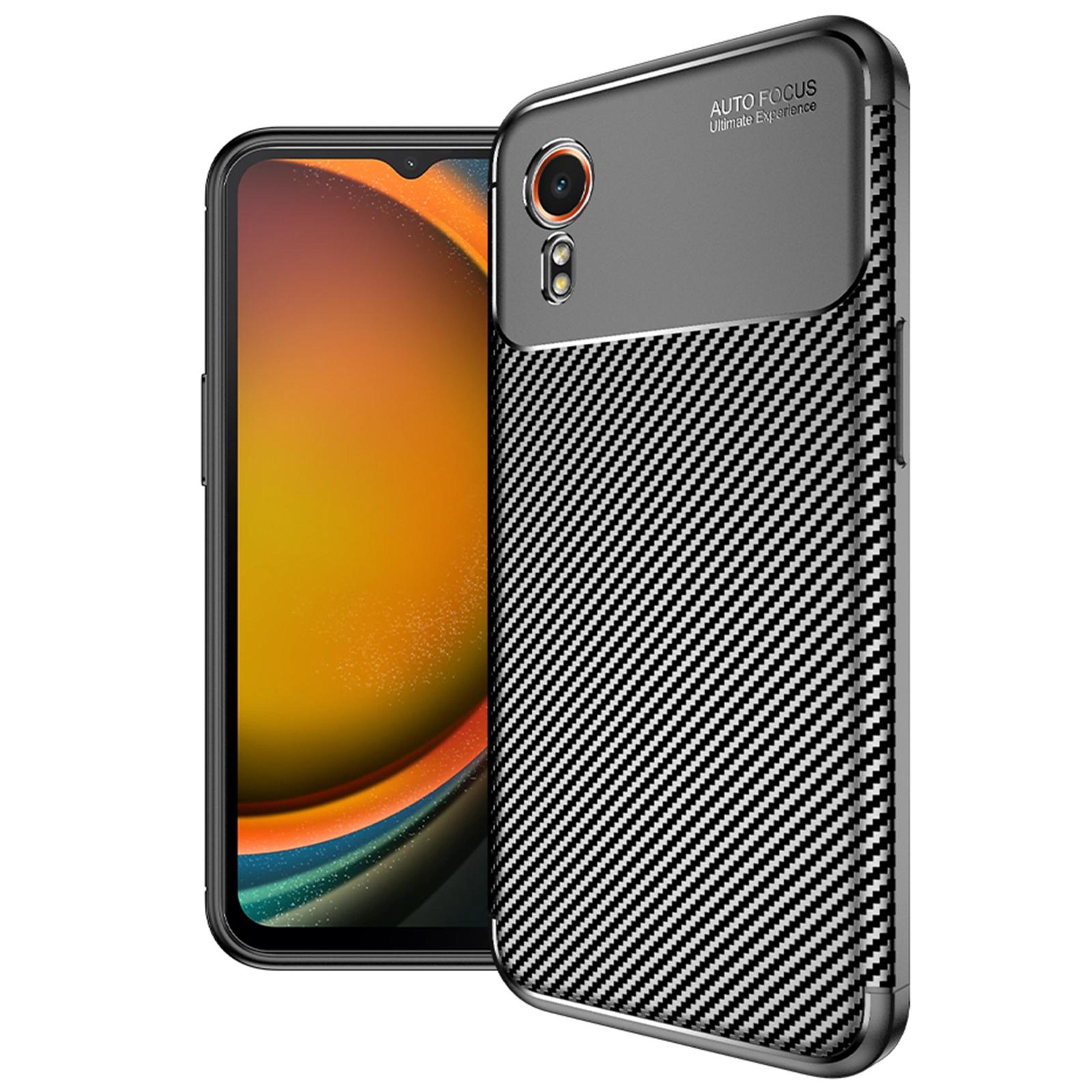 samsung galaxy xcover7 shockproof tpu case with carbon fiber texture black
