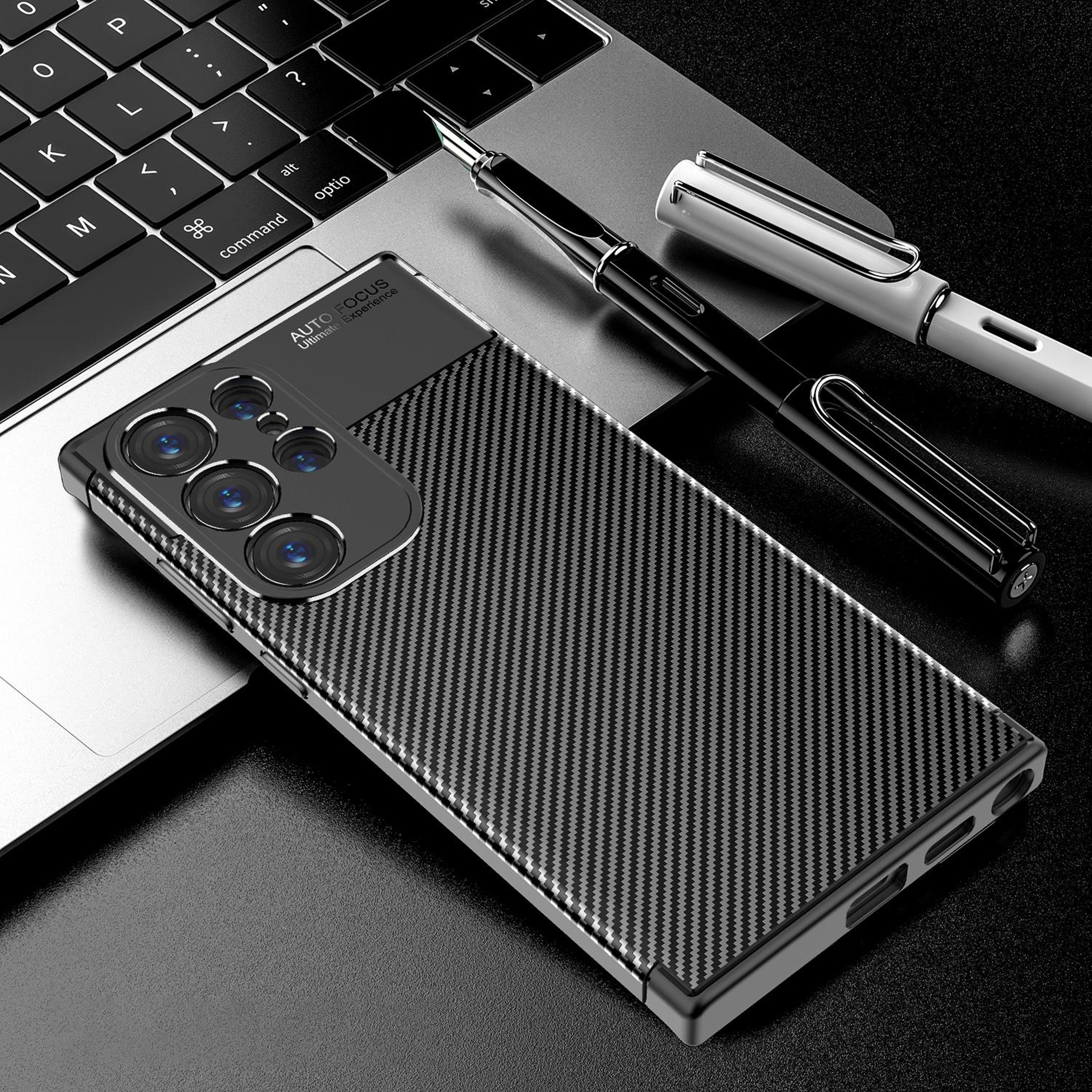 samsung galaxy s24 ultra 5g carbon fiber shockproof tpu case black
