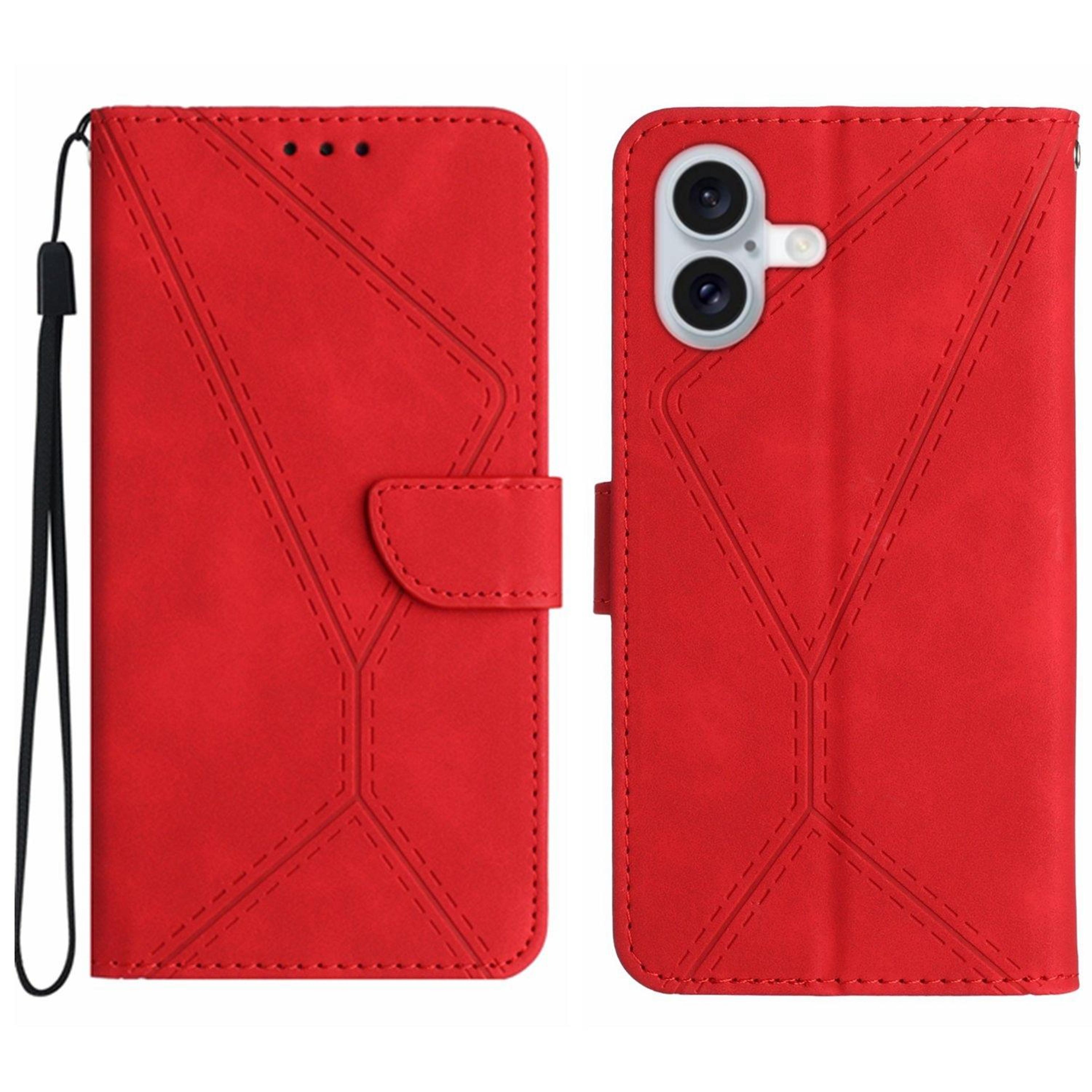 iphone 16 leather wallet case with card slots stand and wrist strap