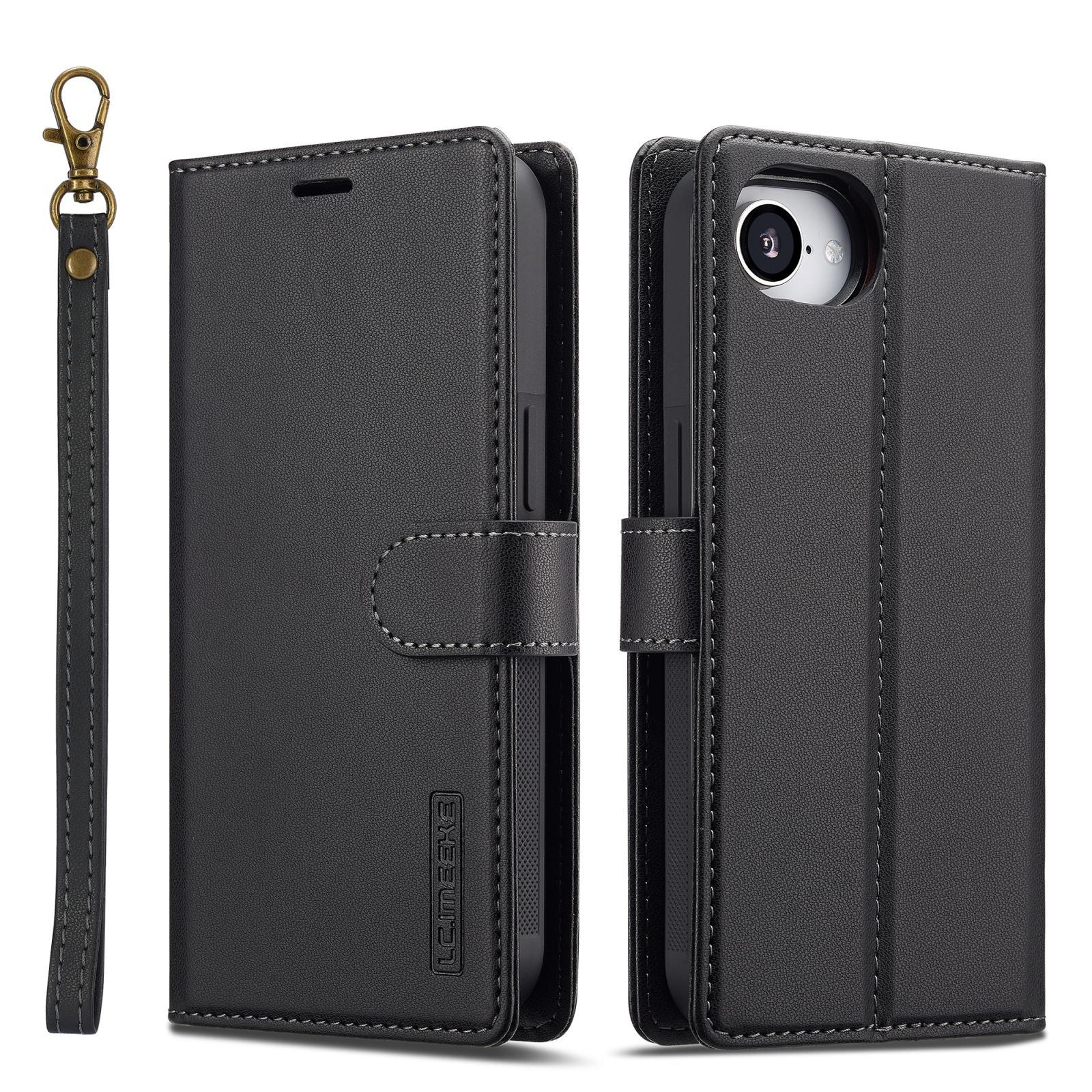 iphone 16e 17e magsafe wallet case with detachable card holder and lanyard