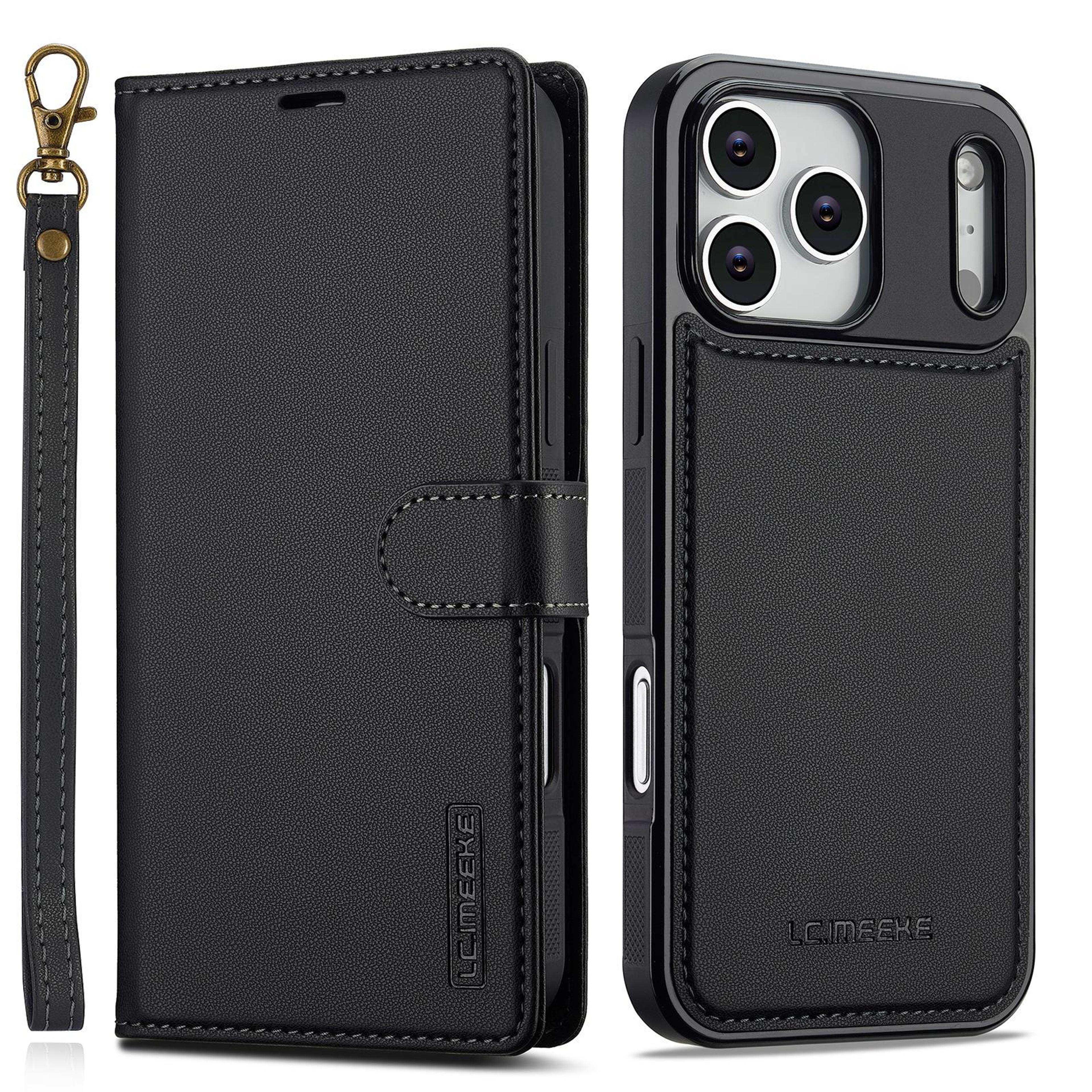 iphone 17 pro max magsafe wallet case with detachable cover and strap