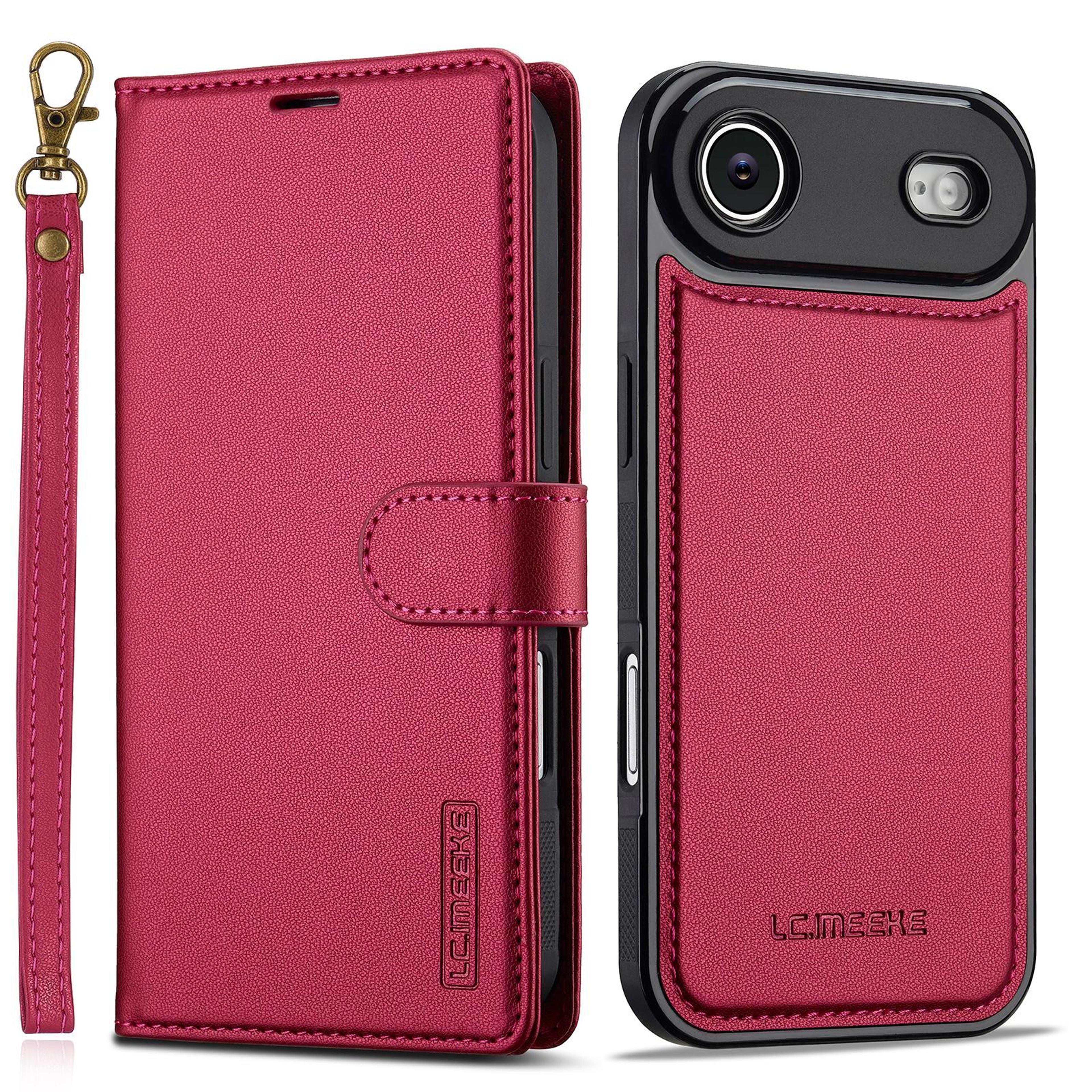 iphone air magsafe case with detachable leather wallet and hand strap